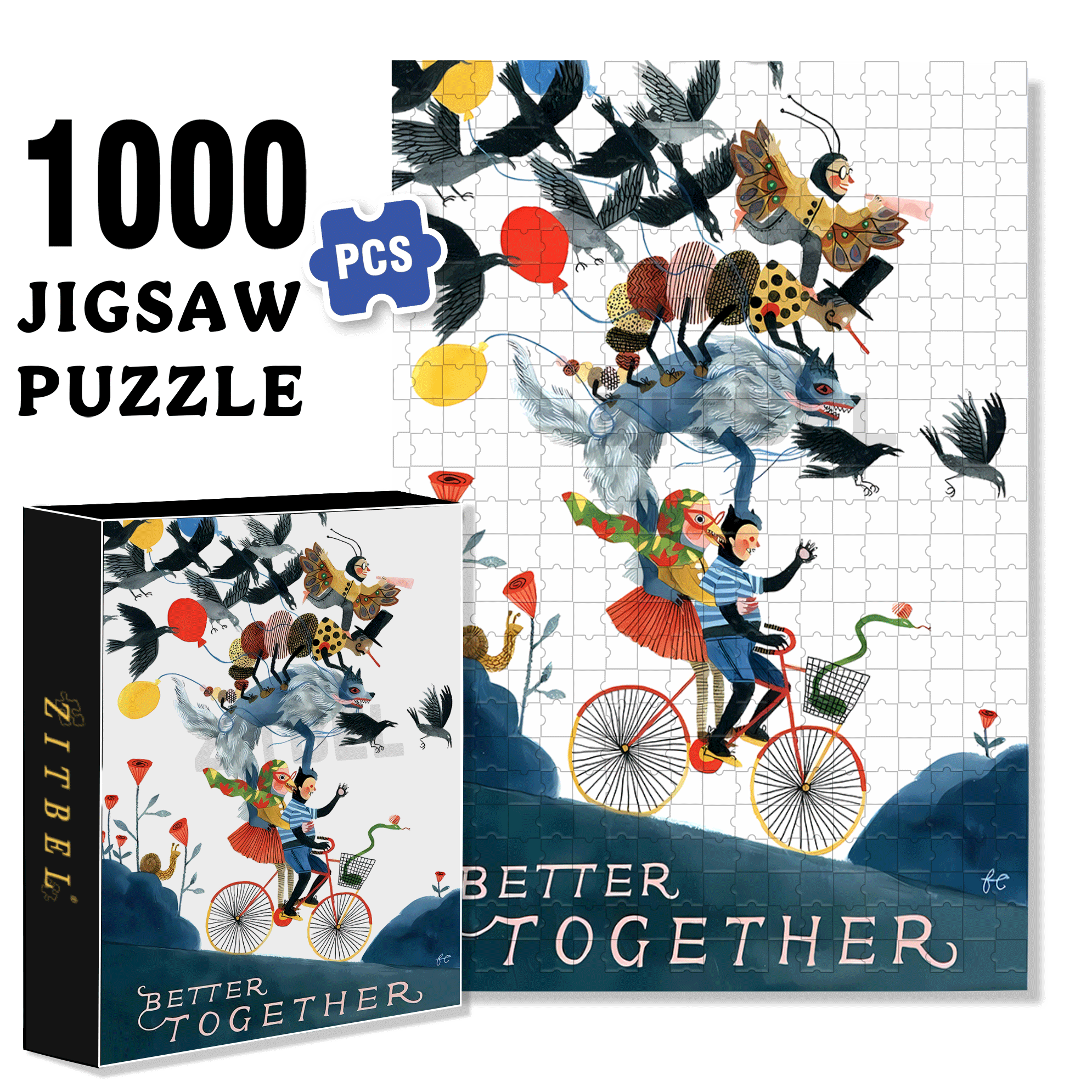 Better Togeter 500pcs/1000pcs Jigsaw Puzzle, Scratch-Resistant, Interactive Family Game & Brain-Boosting DIY Decor, Perfect for Halloween, Christmas & New Year Gifts, Family Puzzle Game