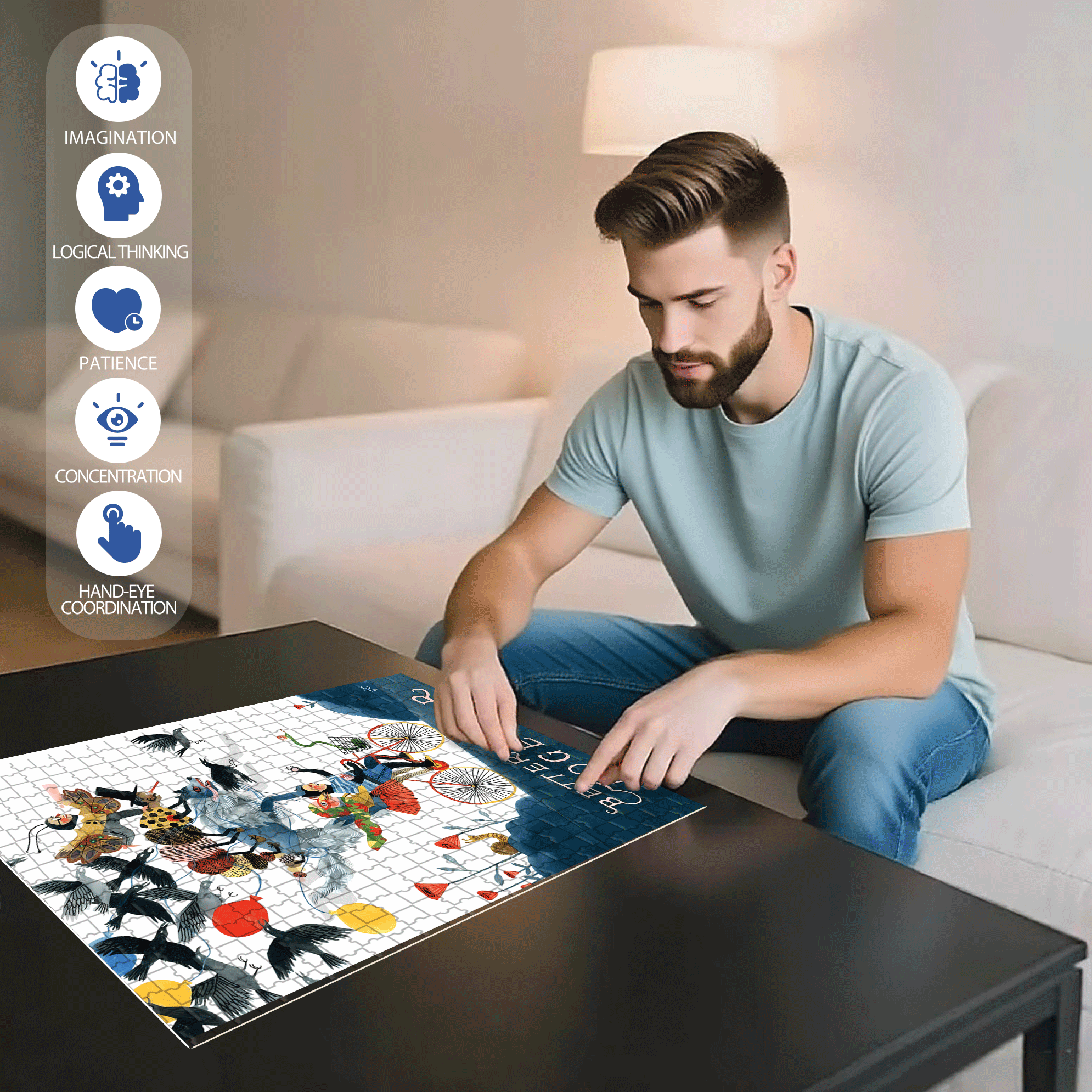 Better Togeter 500pcs/1000pcs Jigsaw Puzzle, Scratch-Resistant, Interactive Family Game & Brain-Boosting DIY Decor, Perfect for Halloween, Christmas & New Year Gifts, Family Puzzle Game