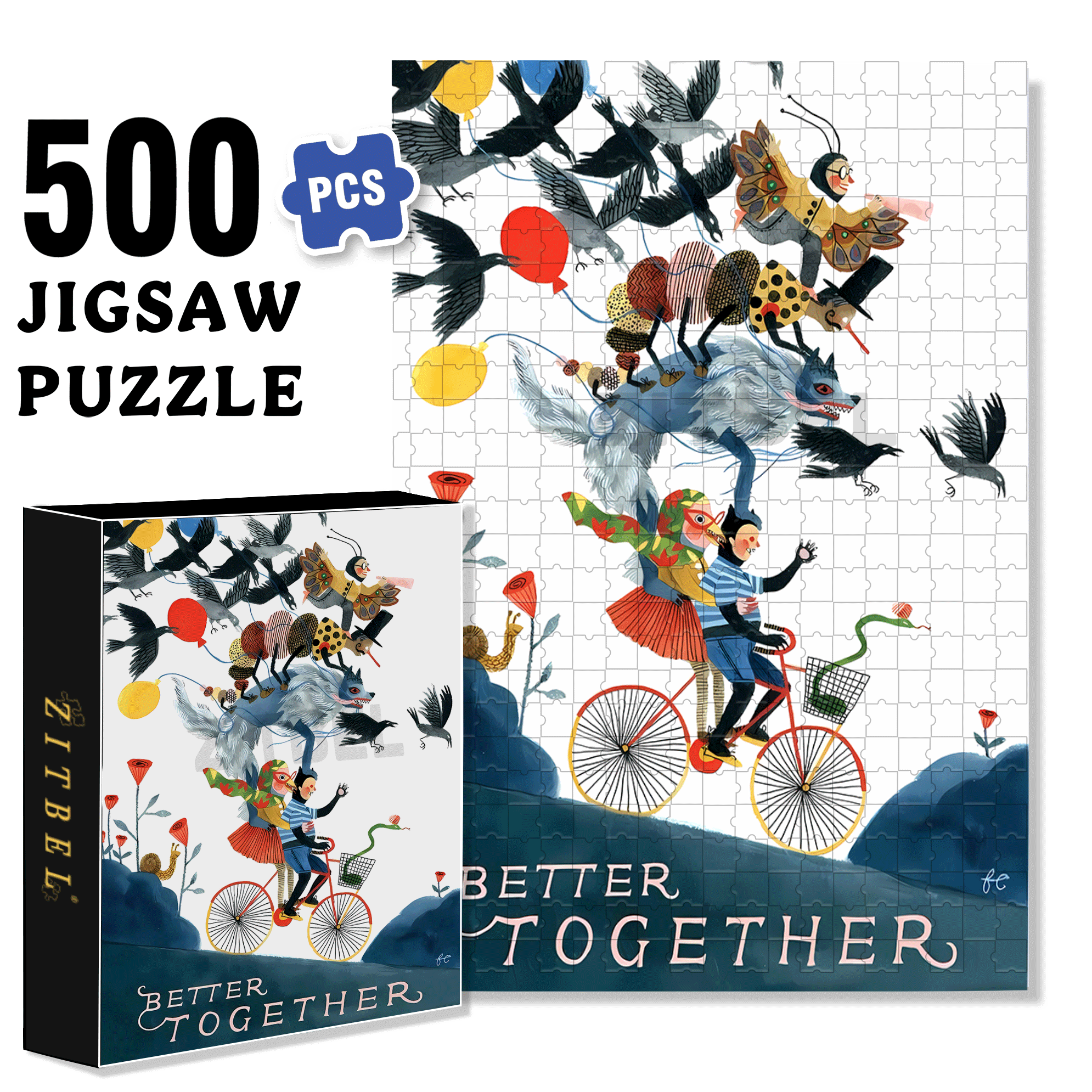 Better Togeter 500pcs/1000pcs Jigsaw Puzzle, Scratch-Resistant, Interactive Family Game & Brain-Boosting DIY Decor, Perfect for Halloween, Christmas & New Year Gifts, Family Puzzle Game