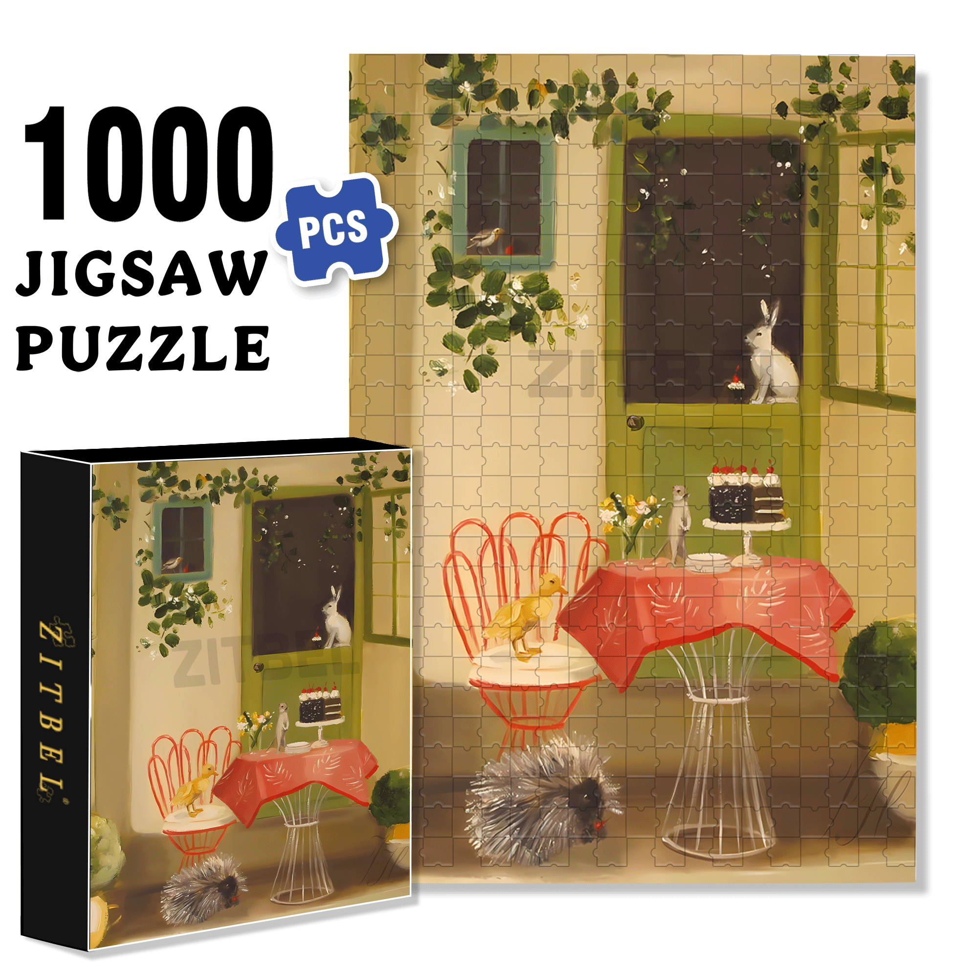 Black Forest Cake 500pcs/1000pcs Jigsaw Puzzle, Scratch-Resistant, Interactive Family Game & Brain-Boosting DIY Decor, Perfect for Halloween, Christmas & New Year Gifts, Family Puzzle Game