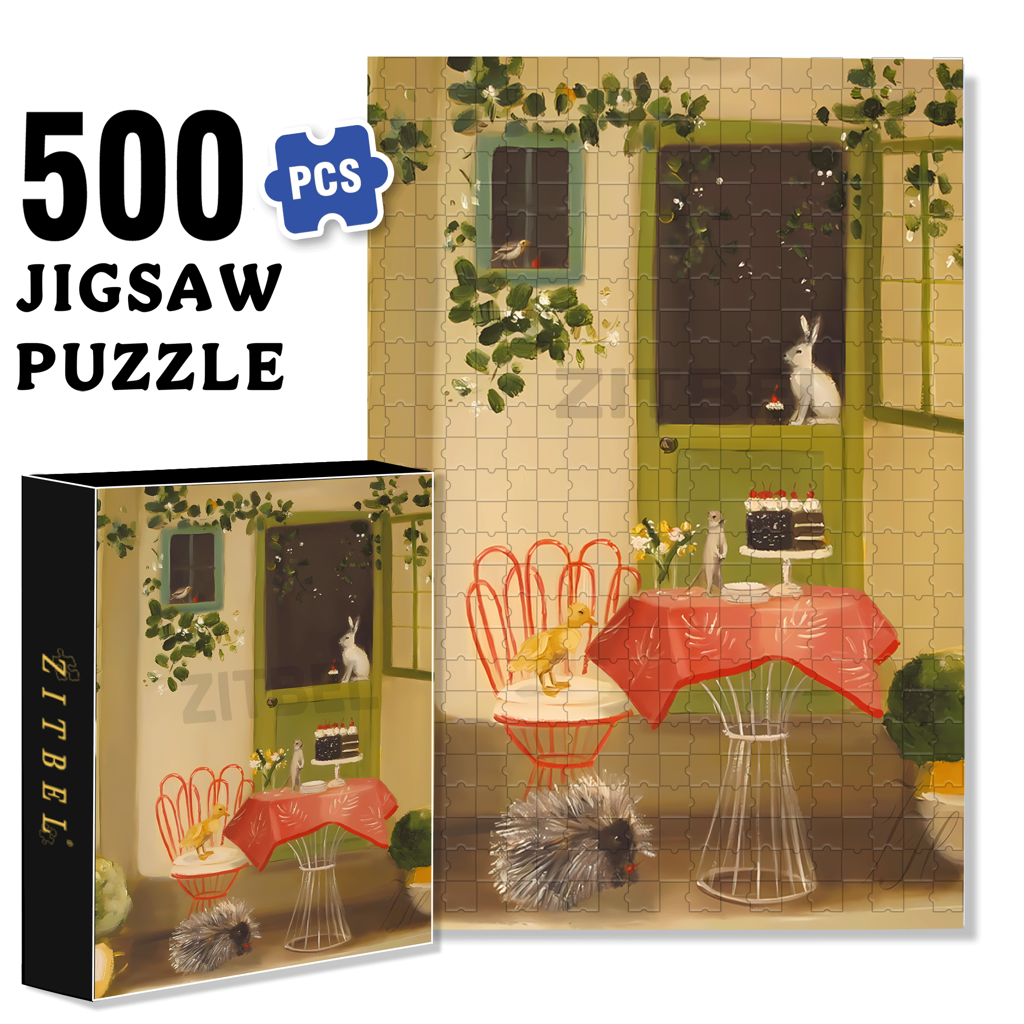 Black Forest Cake 500pcs/1000pcs Jigsaw Puzzle, Scratch-Resistant, Interactive Family Game & Brain-Boosting DIY Decor, Perfect for Halloween, Christmas & New Year Gifts, Family Puzzle Game