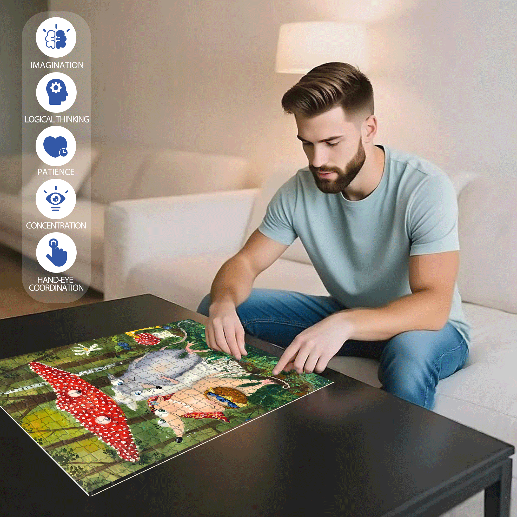 Chance Encounter 500pcs/1000pcs Jigsaw Puzzle, Scratch-Resistant, Interactive Family Game & Brain-Boosting DIY Decor, Perfect for Halloween, Christmas & New Year Gifts, Family Puzzle Game