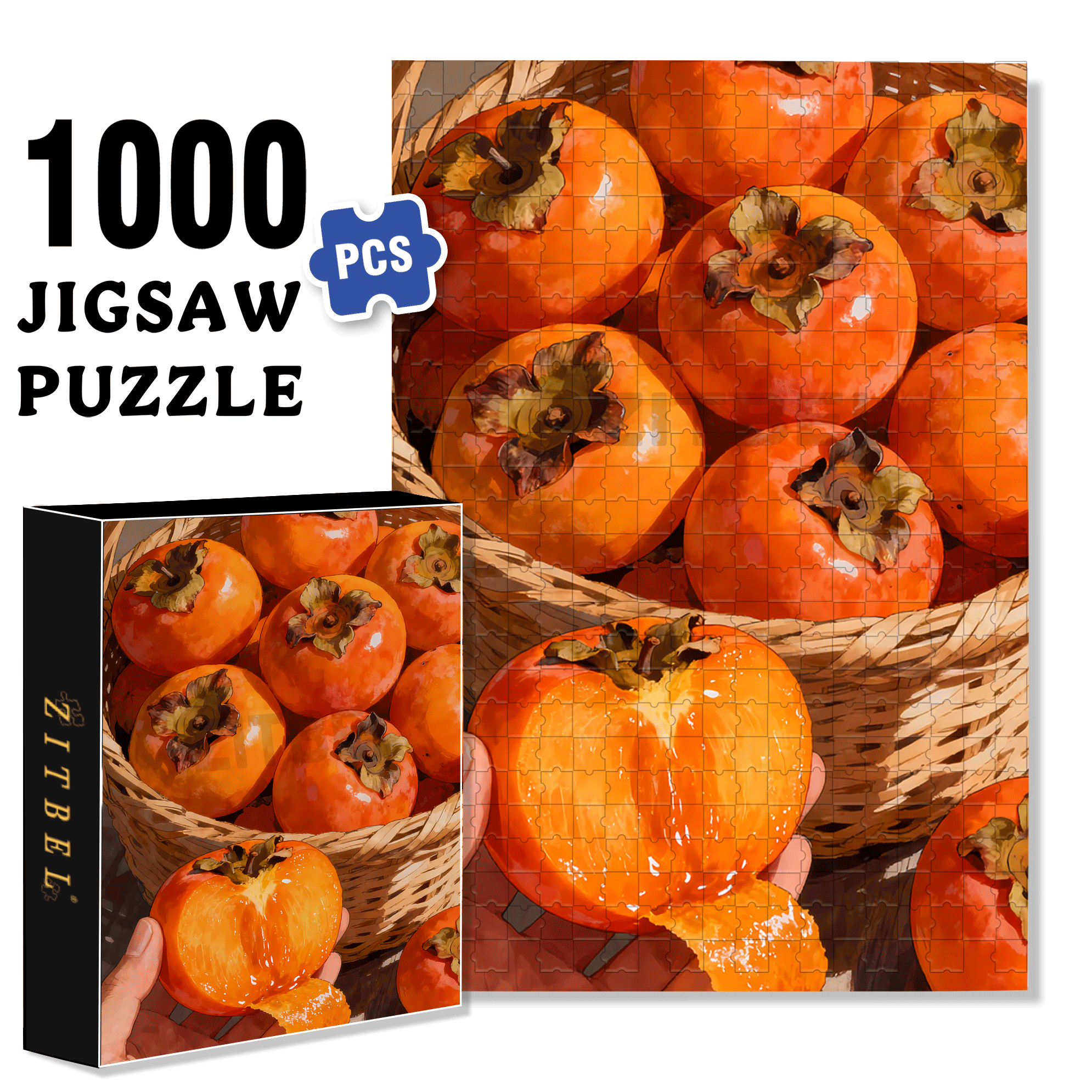 Delicious Persimmons 500pcs/1000pcs Jigsaw Puzzle, Scratch-Resistant, Interactive Family Game & Brain-Boosting DIY Decor, Perfect for Halloween, Christmas & New Year Gifts, Family Puzzle Game