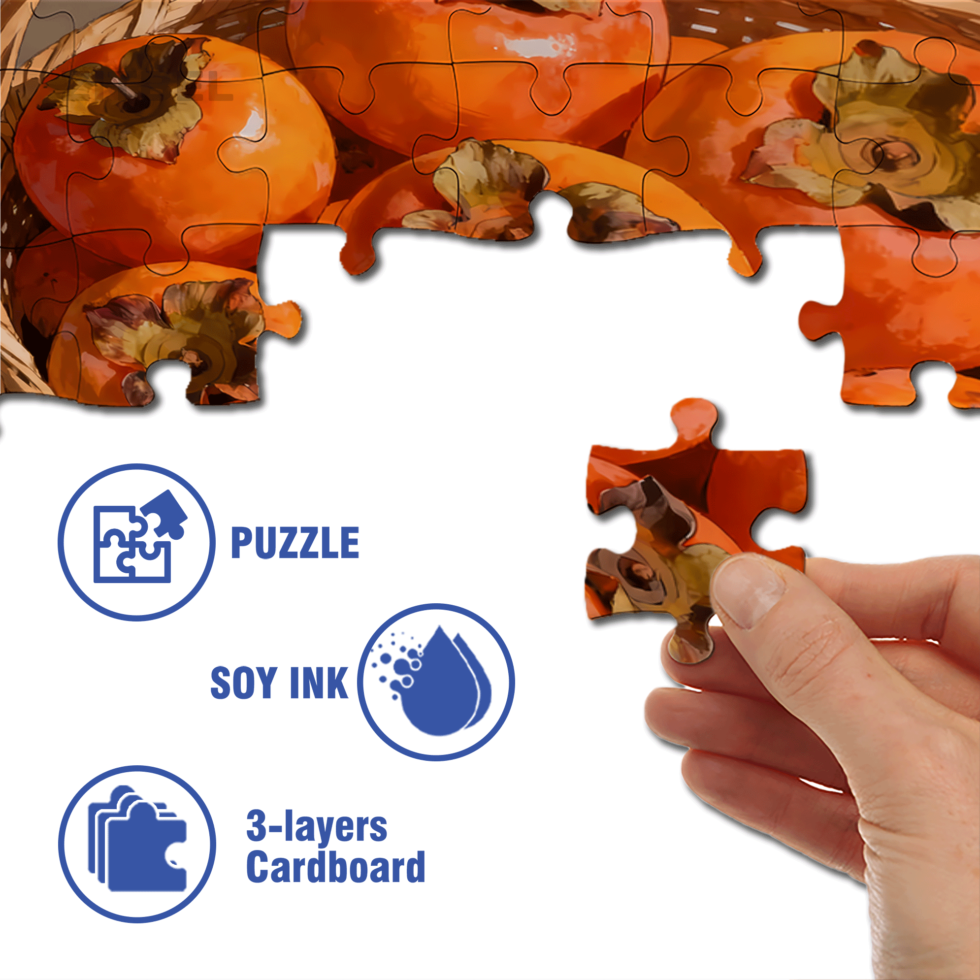 Delicious Persimmons 500pcs/1000pcs Jigsaw Puzzle, Scratch-Resistant, Interactive Family Game & Brain-Boosting DIY Decor, Perfect for Halloween, Christmas & New Year Gifts, Family Puzzle Game