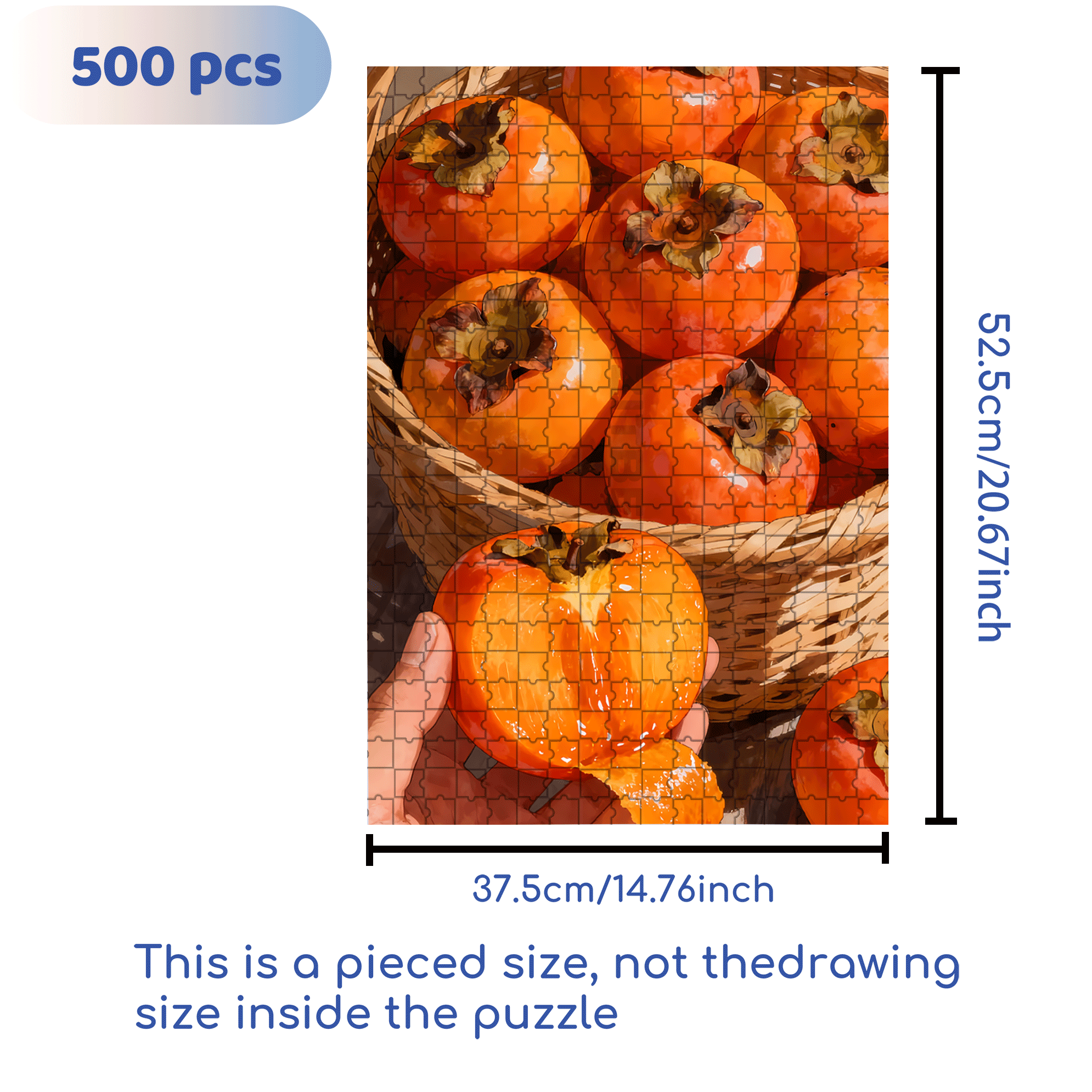 Delicious Persimmons 500pcs/1000pcs Jigsaw Puzzle, Scratch-Resistant, Interactive Family Game & Brain-Boosting DIY Decor, Perfect for Halloween, Christmas & New Year Gifts, Family Puzzle Game