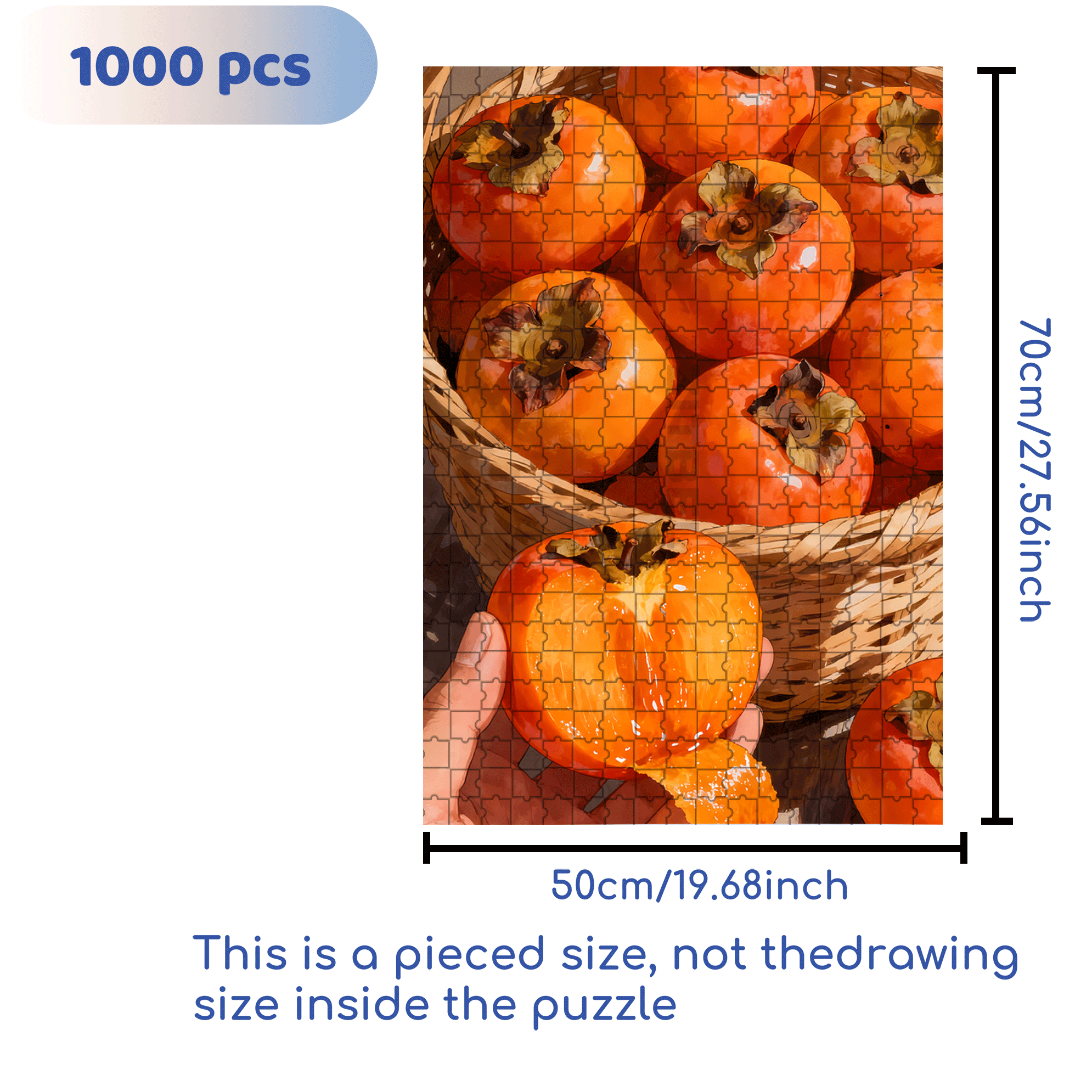 Delicious Persimmons 500pcs/1000pcs Jigsaw Puzzle, Scratch-Resistant, Interactive Family Game & Brain-Boosting DIY Decor, Perfect for Halloween, Christmas & New Year Gifts, Family Puzzle Game