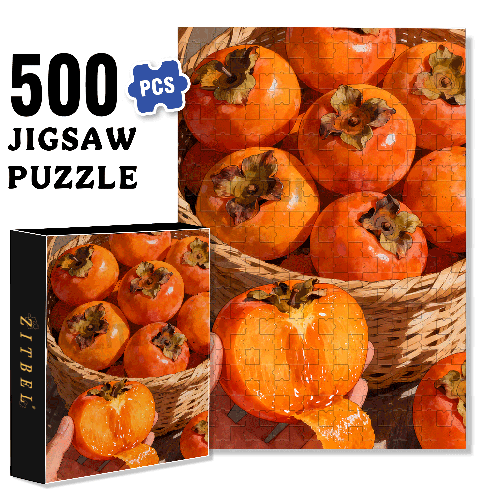 Delicious Persimmons 500pcs/1000pcs Jigsaw Puzzle, Scratch-Resistant, Interactive Family Game & Brain-Boosting DIY Decor, Perfect for Halloween, Christmas & New Year Gifts, Family Puzzle Game