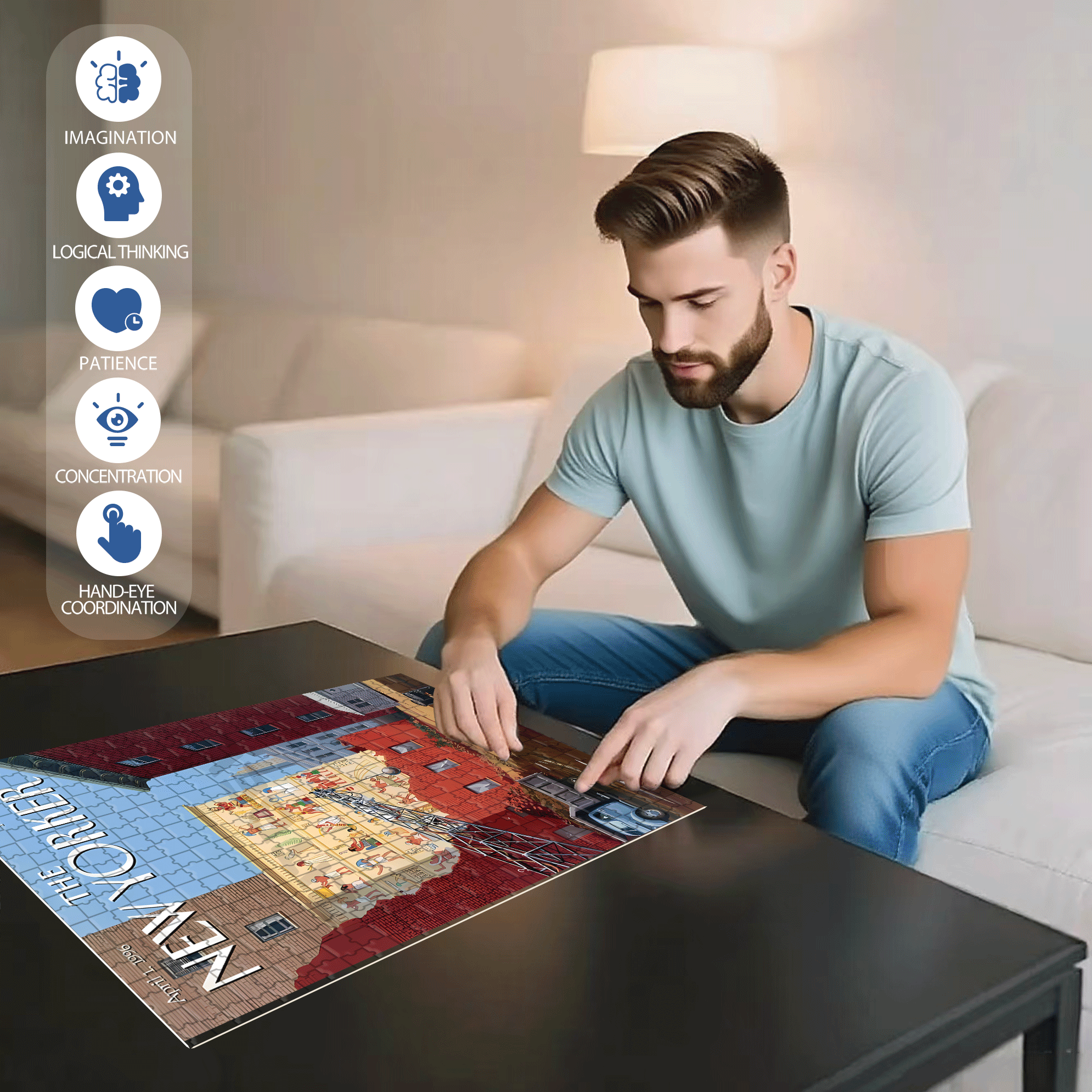 Exterior Wall 500pcs/1000pcs Jigsaw Puzzle, Scratch-Resistant, Interactive Family Game & Brain-Boosting DIY Decor, Perfect for Halloween, Christmas & New Year Gifts, Family Puzzle Game