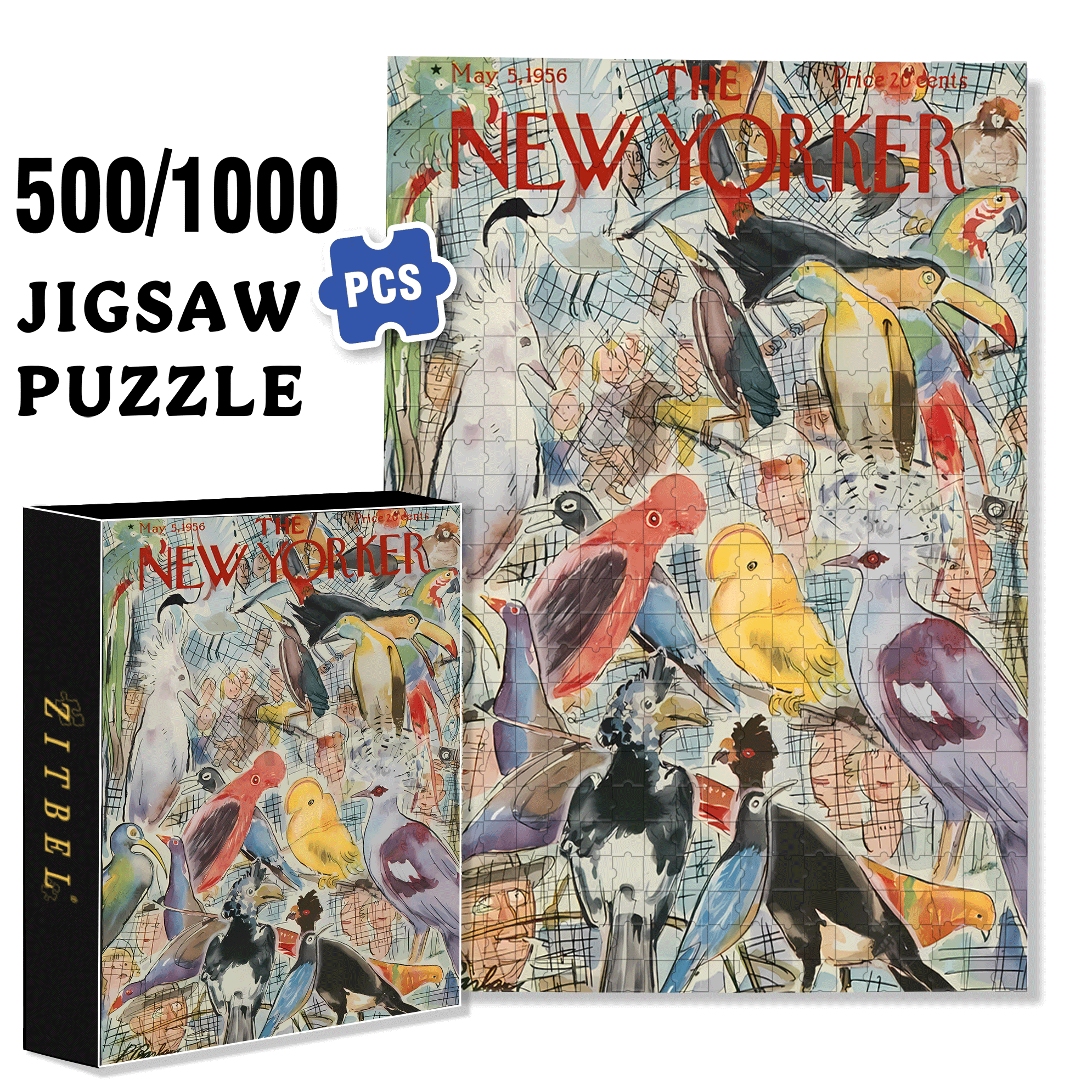 Feathered Friends 500pcs/1000pcs Jigsaw Puzzle, Scratch-Resistant, Interactive Family Game & Brain-Boosting DIY Decor, Perfect for Halloween, Christmas & New Year Gifts, Family Puzzle Game