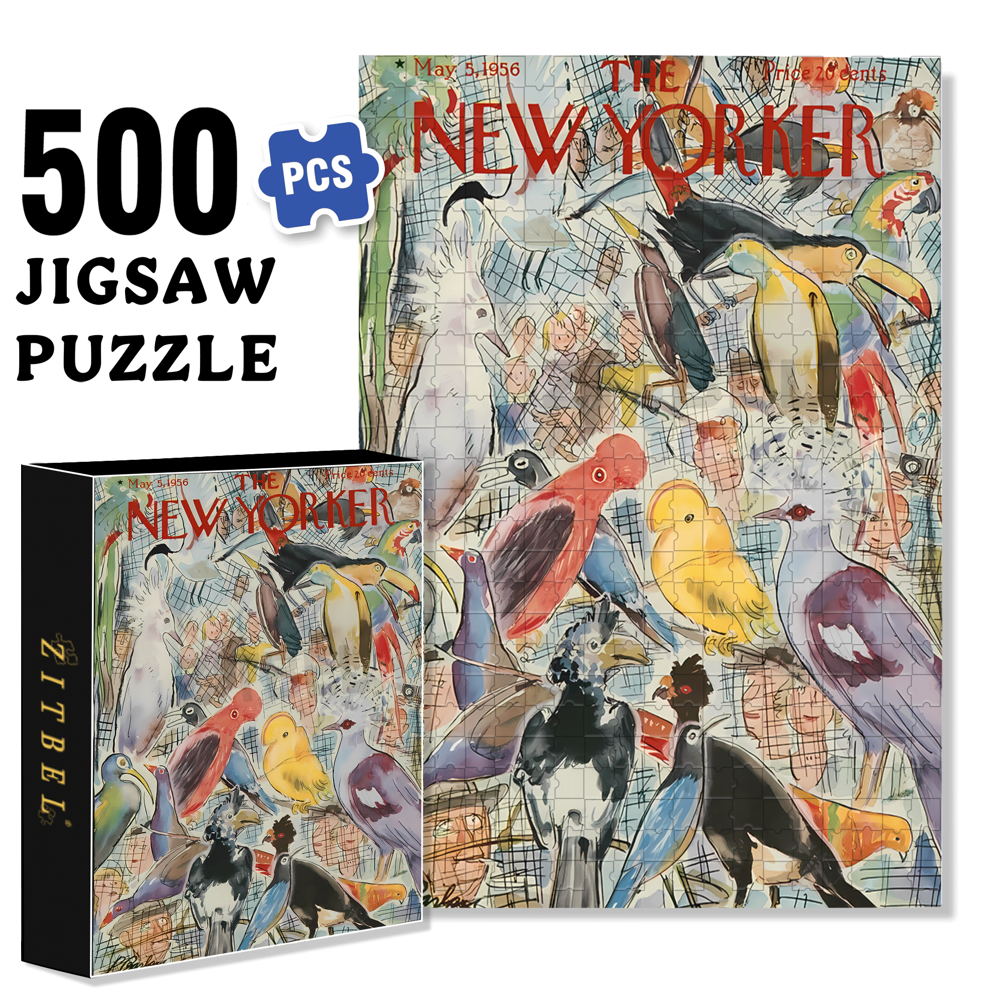 Feathered Friends 500pcs/1000pcs Jigsaw Puzzle, Scratch-Resistant, Interactive Family Game & Brain-Boosting DIY Decor, Perfect for Halloween, Christmas & New Year Gifts, Family Puzzle Game