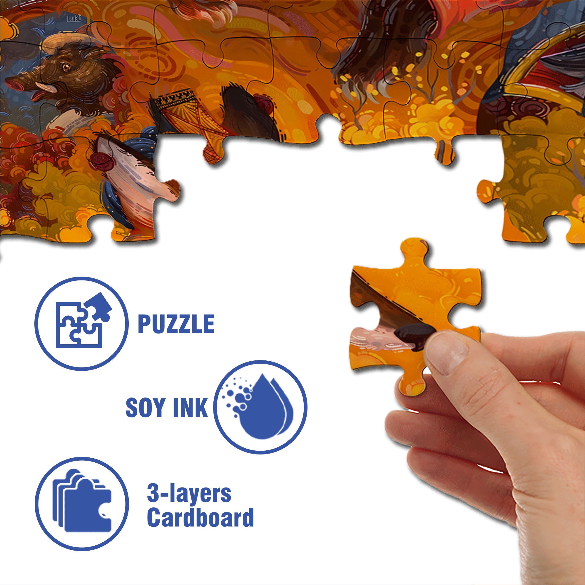 Fire Fox 500pcs/1000pcs Jigsaw Puzzle, Scratch-Resistant, Interactive Family Game & Brain-Boosting DIY Decor, Perfect for Halloween, Christmas & New Year Gifts, Family Puzzle Game
