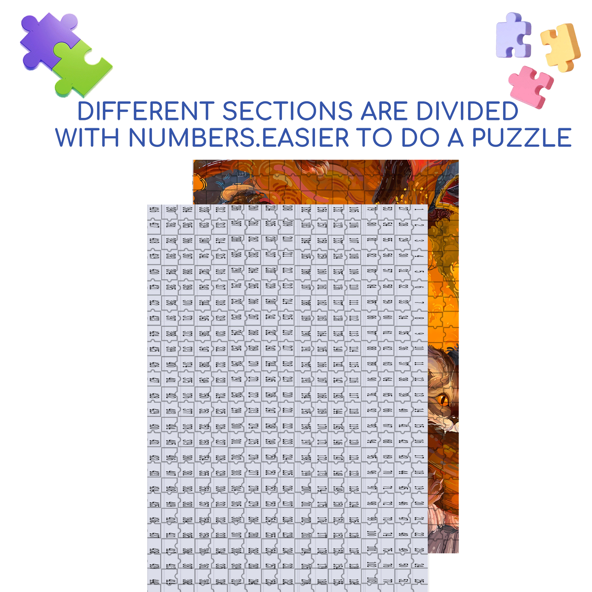 Fire Fox 500pcs/1000pcs Jigsaw Puzzle, Scratch-Resistant, Interactive Family Game & Brain-Boosting DIY Decor, Perfect for Halloween, Christmas & New Year Gifts, Family Puzzle Game