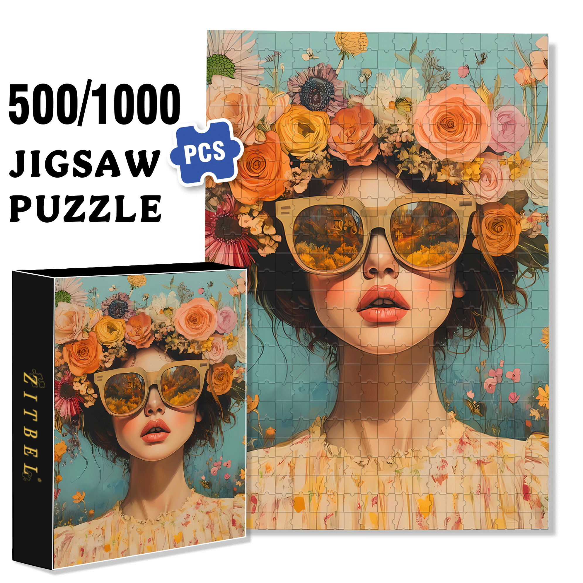 Floral Daydream 500pcs/1000pcs Jigsaw Puzzle, Scratch-Resistant, Interactive Family Game & Brain-Boosting DIY Decor, Perfect for Halloween, Christmas & New Year Gifts, Family Puzzle Game