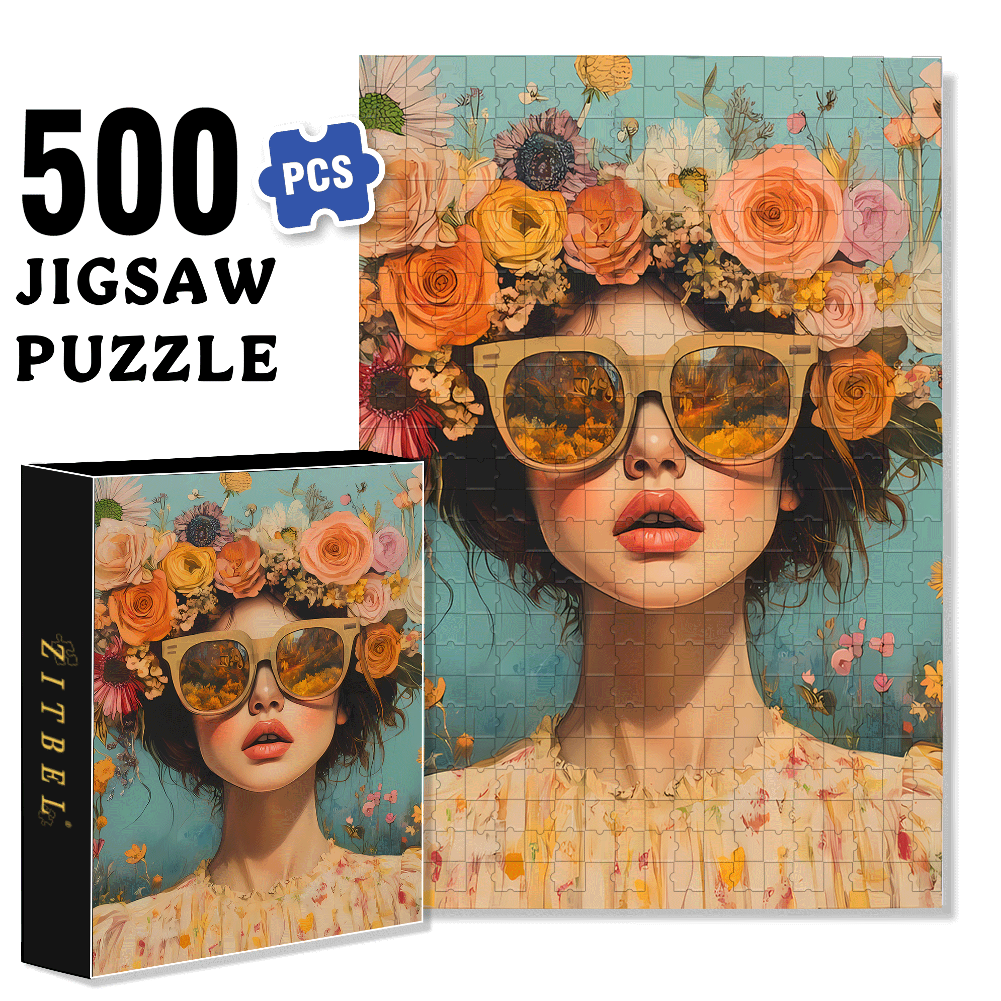 Floral Daydream 500pcs/1000pcs Jigsaw Puzzle, Scratch-Resistant, Interactive Family Game & Brain-Boosting DIY Decor, Perfect for Halloween, Christmas & New Year Gifts, Family Puzzle Game