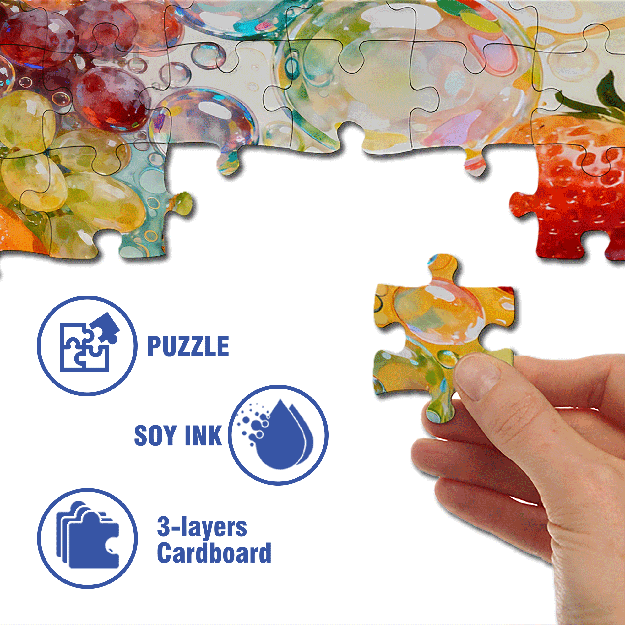 Fruit Bubbles 500pcs/1000pcs Jigsaw Puzzle, Scratch-Resistant, Interactive Family Game & Brain-Boosting DIY Decor, Perfect for Halloween, Christmas & New Year Gifts, Family Puzzle Game