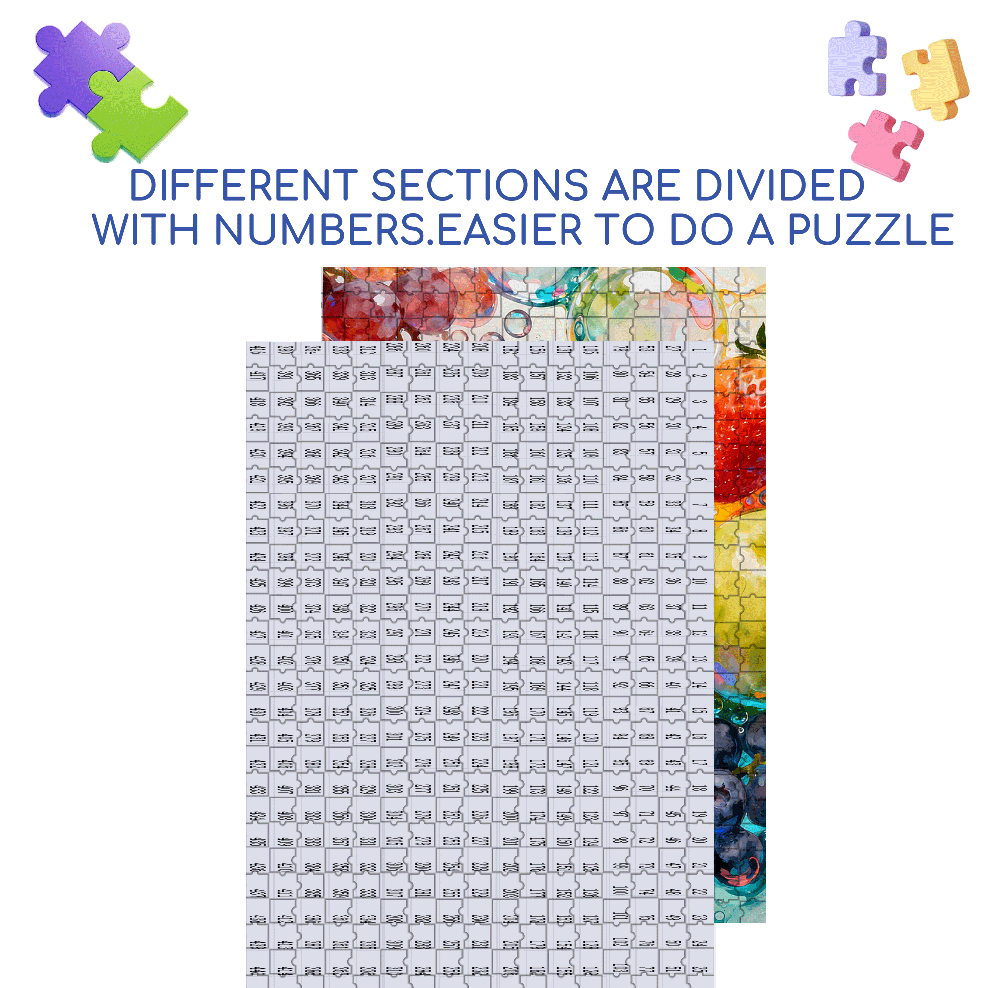 Fruit Bubbles 500pcs/1000pcs Jigsaw Puzzle, Scratch-Resistant, Interactive Family Game & Brain-Boosting DIY Decor, Perfect for Halloween, Christmas & New Year Gifts, Family Puzzle Game