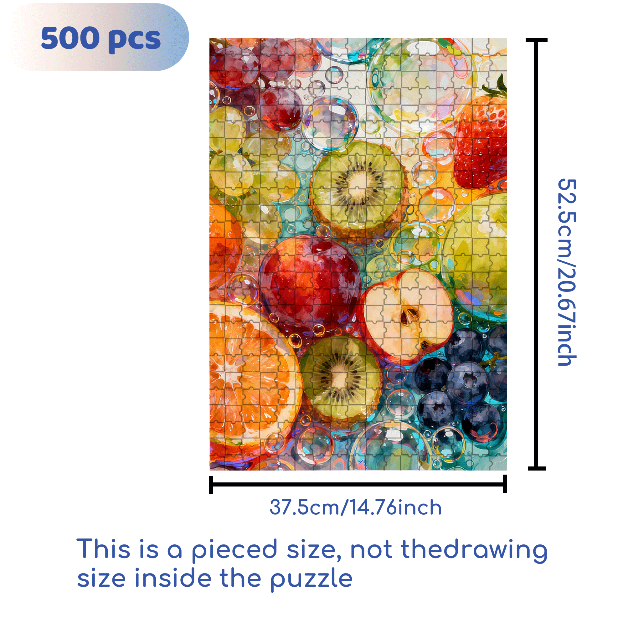 Fruit Bubbles 500pcs/1000pcs Jigsaw Puzzle, Scratch-Resistant, Interactive Family Game & Brain-Boosting DIY Decor, Perfect for Halloween, Christmas & New Year Gifts, Family Puzzle Game