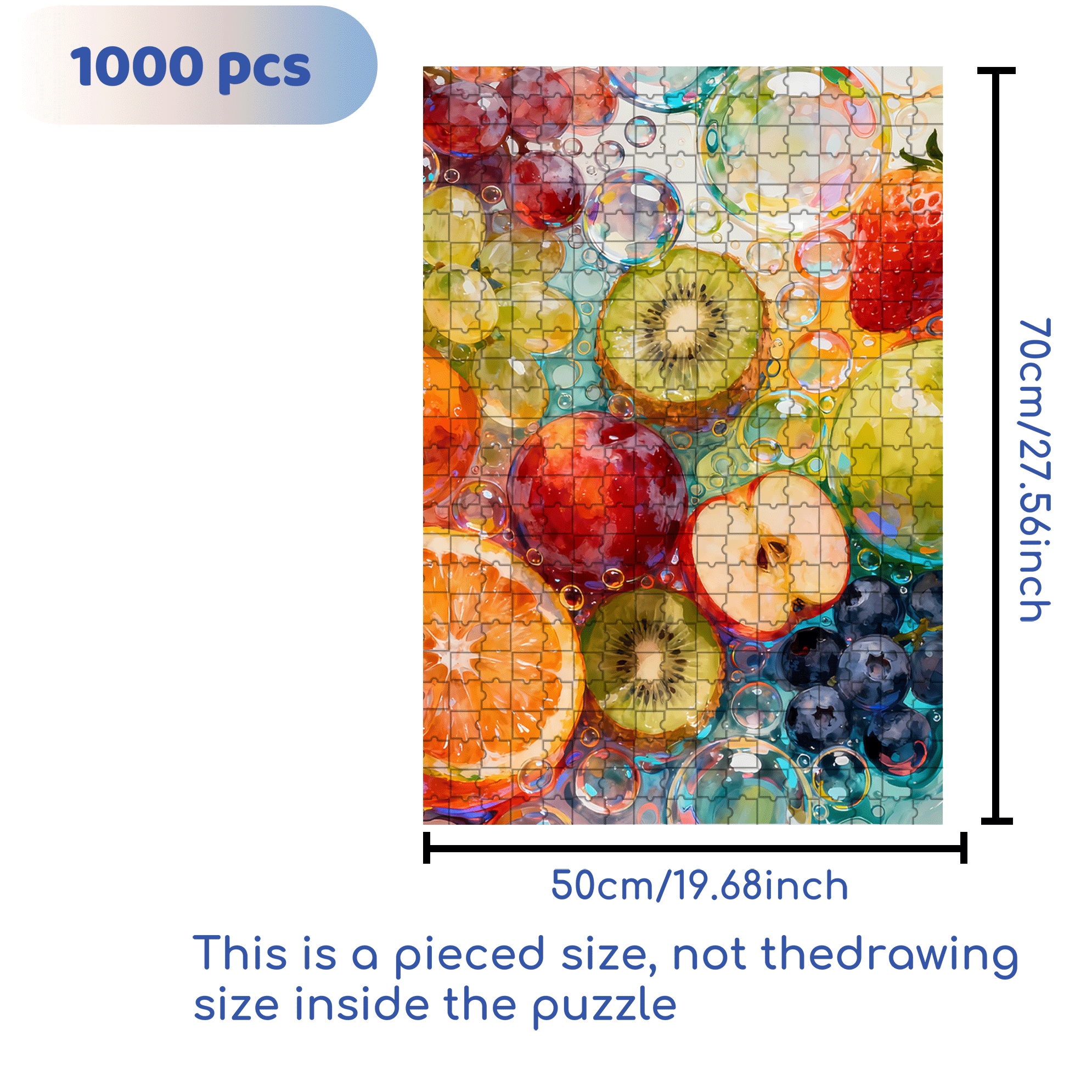 Fruit Bubbles 500pcs/1000pcs Jigsaw Puzzle, Scratch-Resistant, Interactive Family Game & Brain-Boosting DIY Decor, Perfect for Halloween, Christmas & New Year Gifts, Family Puzzle Game