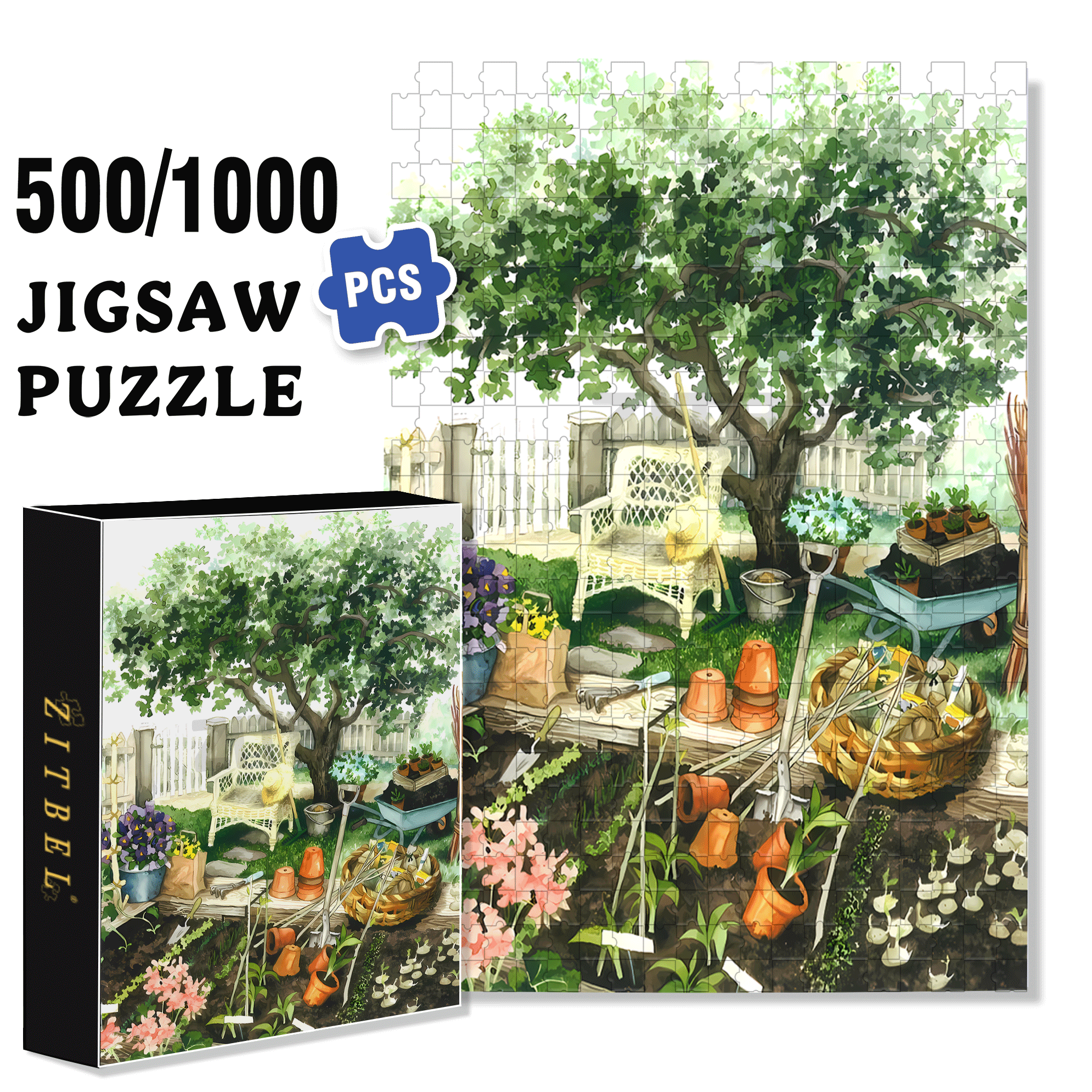 Garten by Inge 500pcs/1000pcs Jigsaw Puzzle, Scratch-Resistant, Interactive Family Game & Brain-Boosting DIY Decor, Perfect for Halloween, Christmas & New Year Gifts, Family Puzzle Game