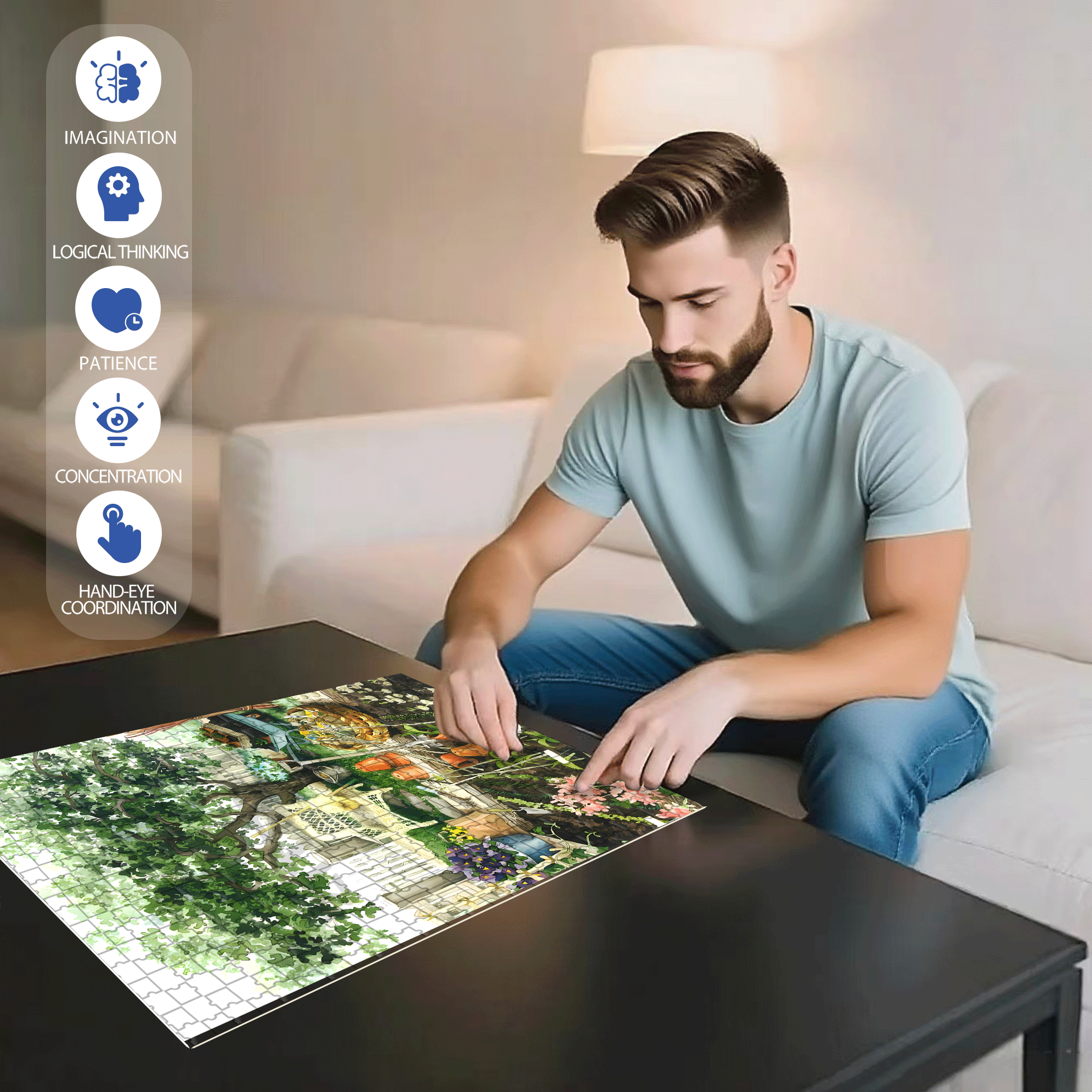 Garten by Inge 500pcs/1000pcs Jigsaw Puzzle, Scratch-Resistant, Interactive Family Game & Brain-Boosting DIY Decor, Perfect for Halloween, Christmas & New Year Gifts, Family Puzzle Game