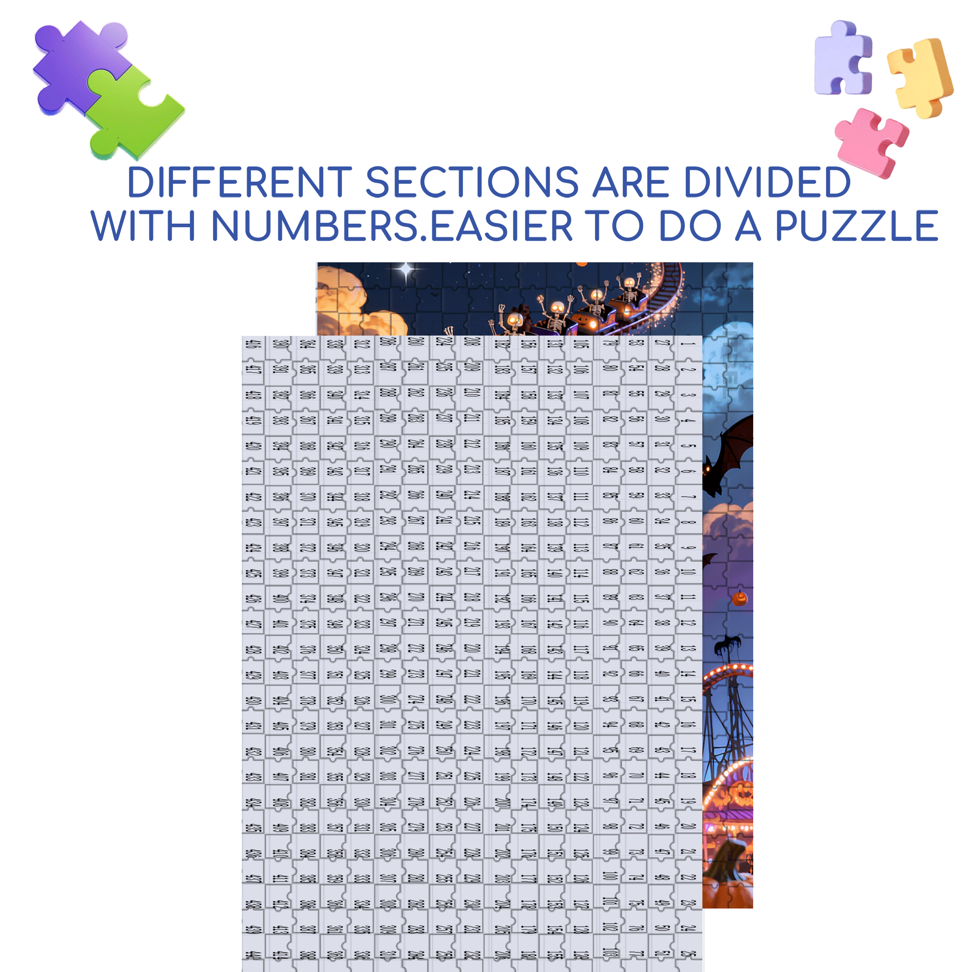Halloween Roller Coaster 500pcs/1000pcs Jigsaw Puzzle, Scratch-Resistant, Interactive Family Game & Brain-Boosting DIY Decor, Perfect for Halloween, Christmas & New Year Gifts, Family Puzzle Game