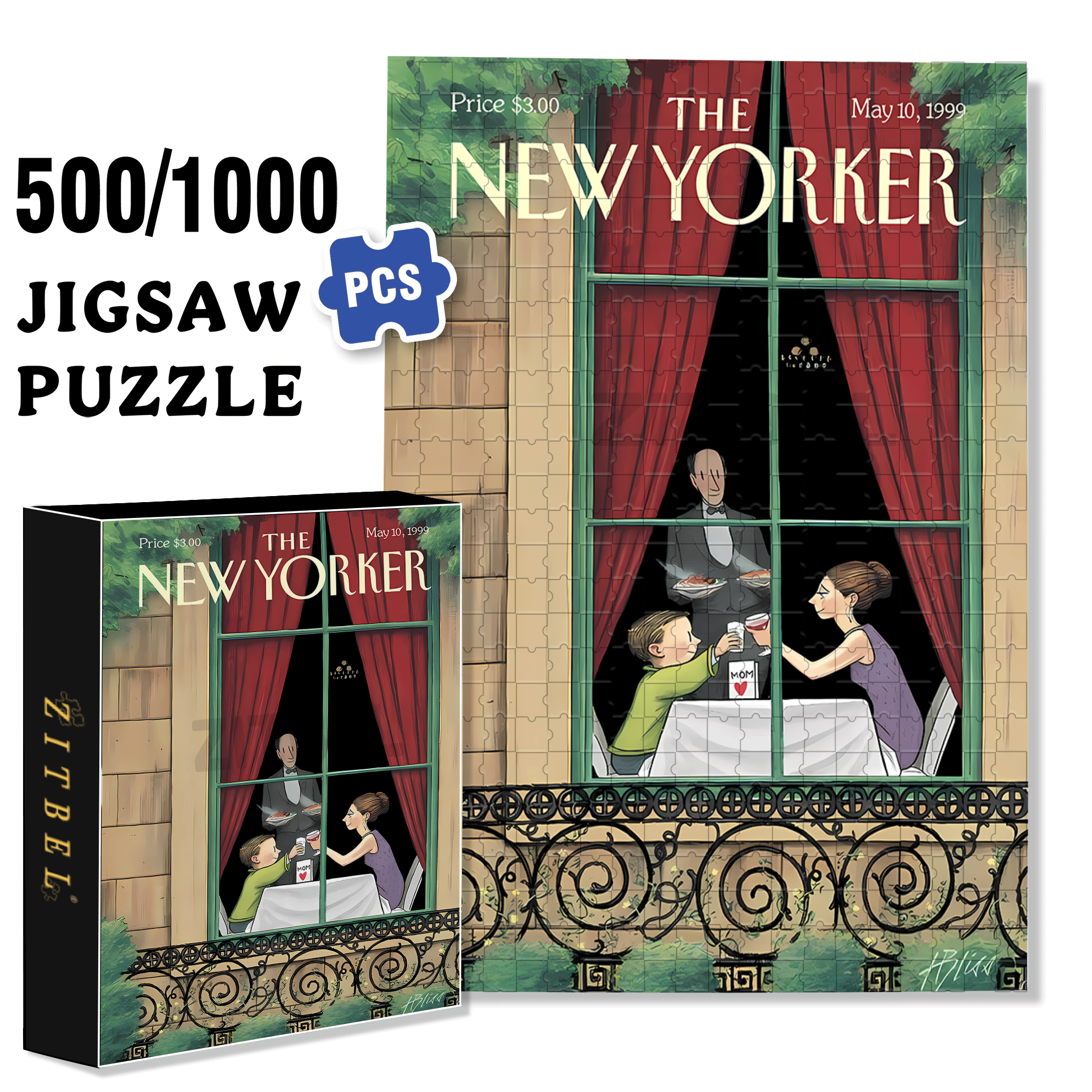 Here's to You 500pcs/1000pcs Jigsaw Puzzle, Scratch-Resistant, Interactive Family Game & Brain-Boosting DIY Decor, Perfect for Halloween, Christmas & New Year Gifts, Family Puzzle Game