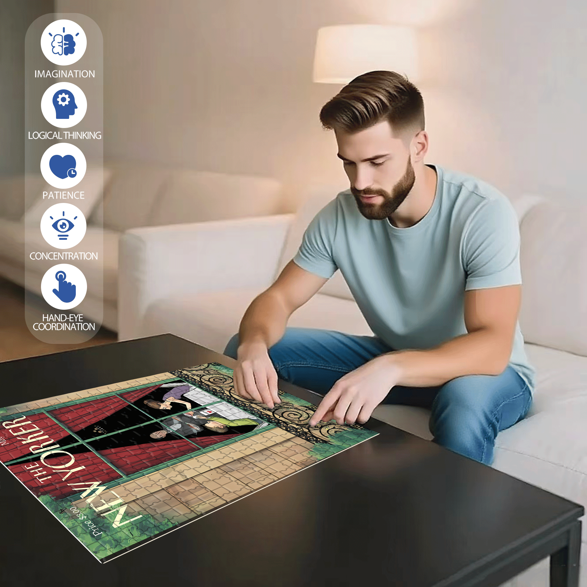 Here's to You 500pcs/1000pcs Jigsaw Puzzle, Scratch-Resistant, Interactive Family Game & Brain-Boosting DIY Decor, Perfect for Halloween, Christmas & New Year Gifts, Family Puzzle Game