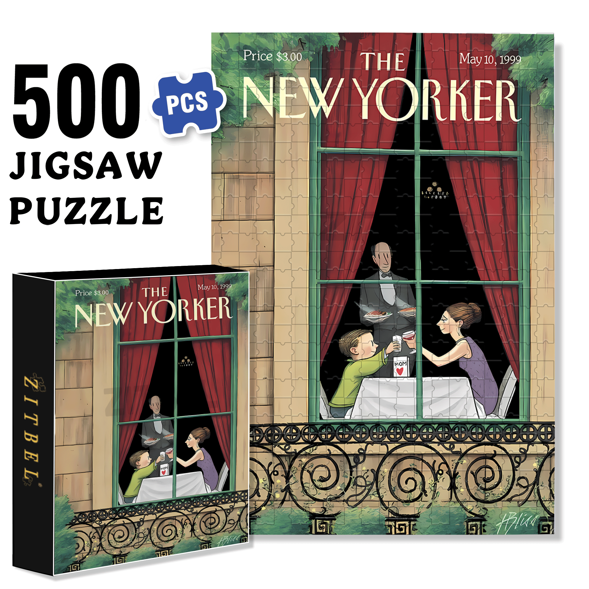 Here's to You 500pcs/1000pcs Jigsaw Puzzle, Scratch-Resistant, Interactive Family Game & Brain-Boosting DIY Decor, Perfect for Halloween, Christmas & New Year Gifts, Family Puzzle Game