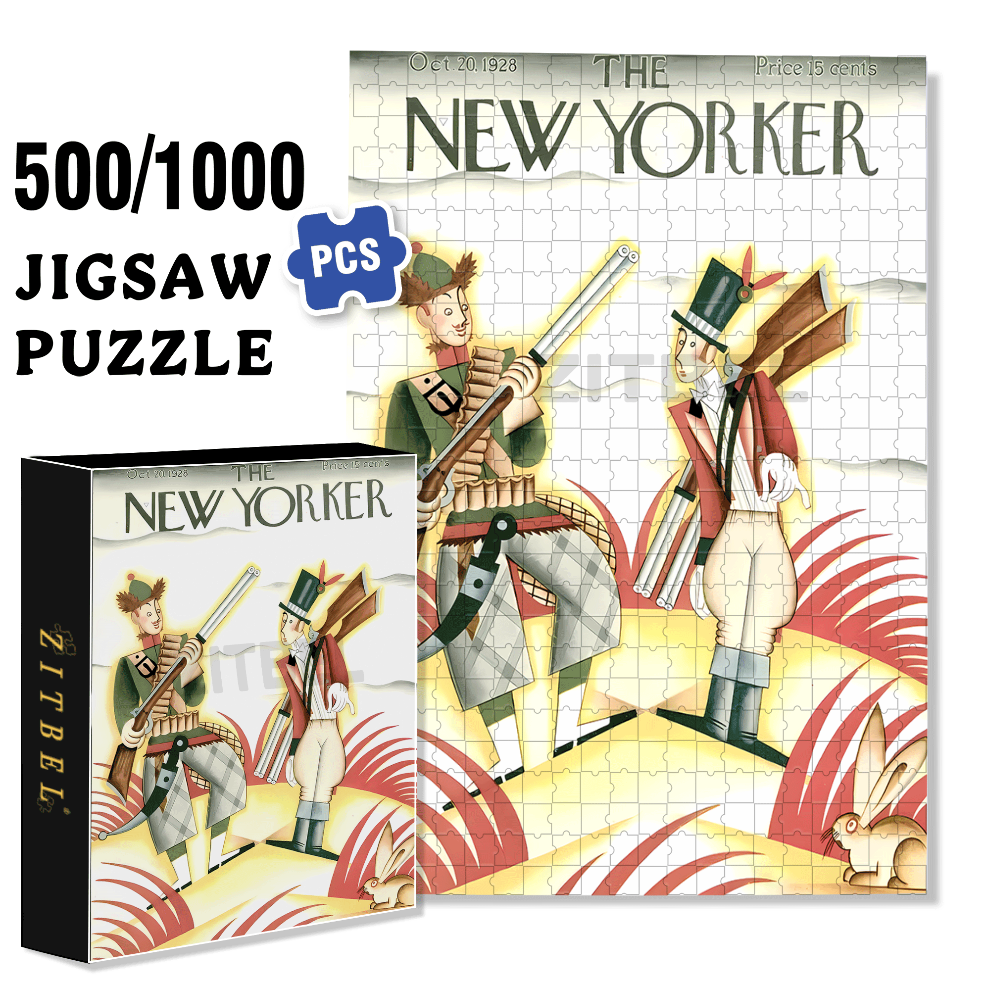 Hunt 500pcs/1000pcs Jigsaw Puzzle, Scratch-Resistant, Interactive Family Game & Brain-Boosting DIY Decor, Perfect for Halloween, Christmas & New Year Gifts, Family Puzzle Game