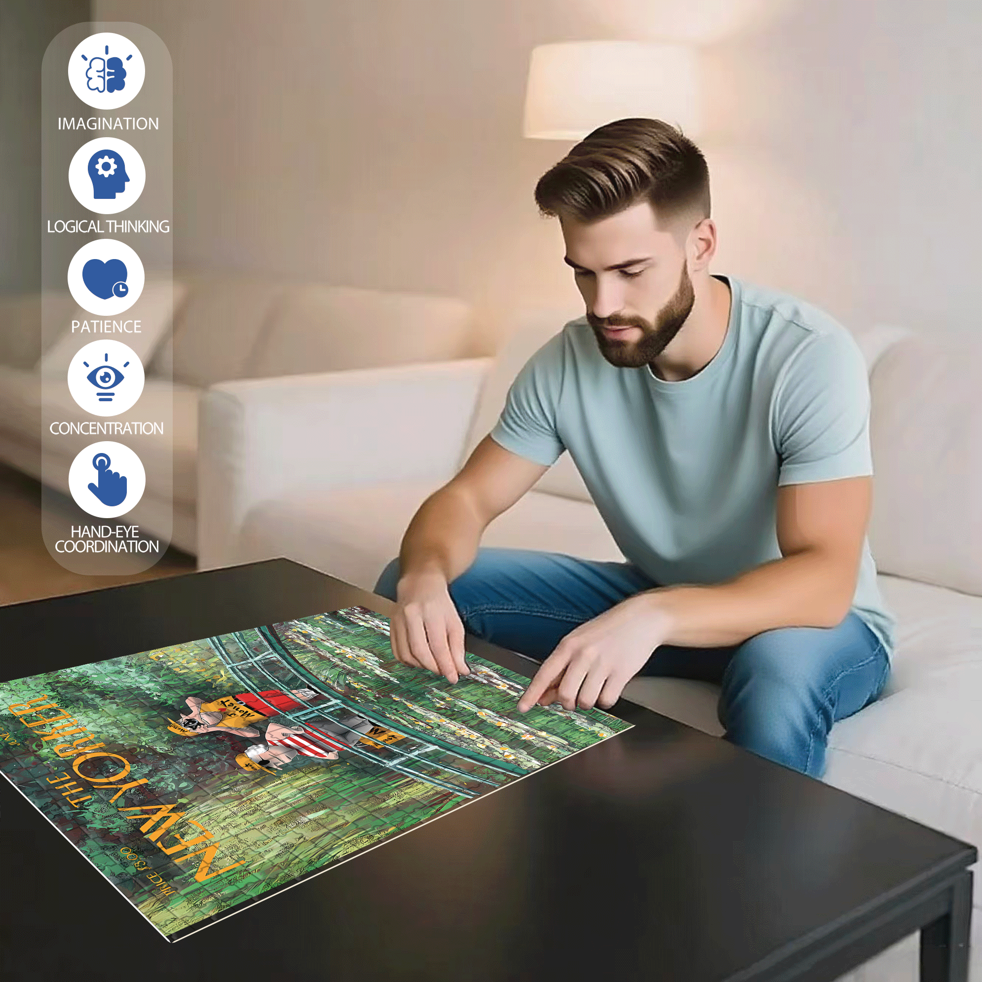 I Heart Monet 500pcs/1000pcs Jigsaw Puzzle, Scratch-Resistant, Interactive Family Game & Brain-Boosting DIY Decor, Perfect for Halloween, Christmas & New Year Gifts, Family Puzzle Game