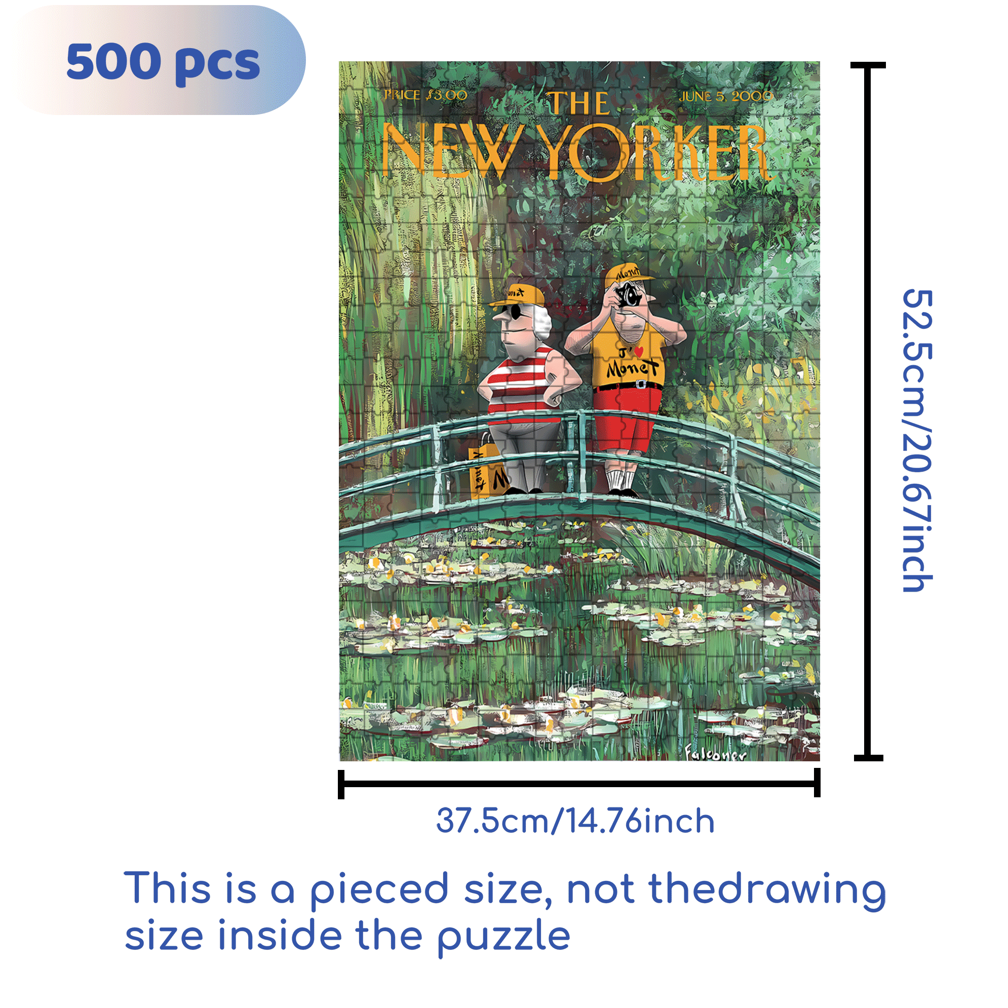 I Heart Monet 500pcs/1000pcs Jigsaw Puzzle, Scratch-Resistant, Interactive Family Game & Brain-Boosting DIY Decor, Perfect for Halloween, Christmas & New Year Gifts, Family Puzzle Game