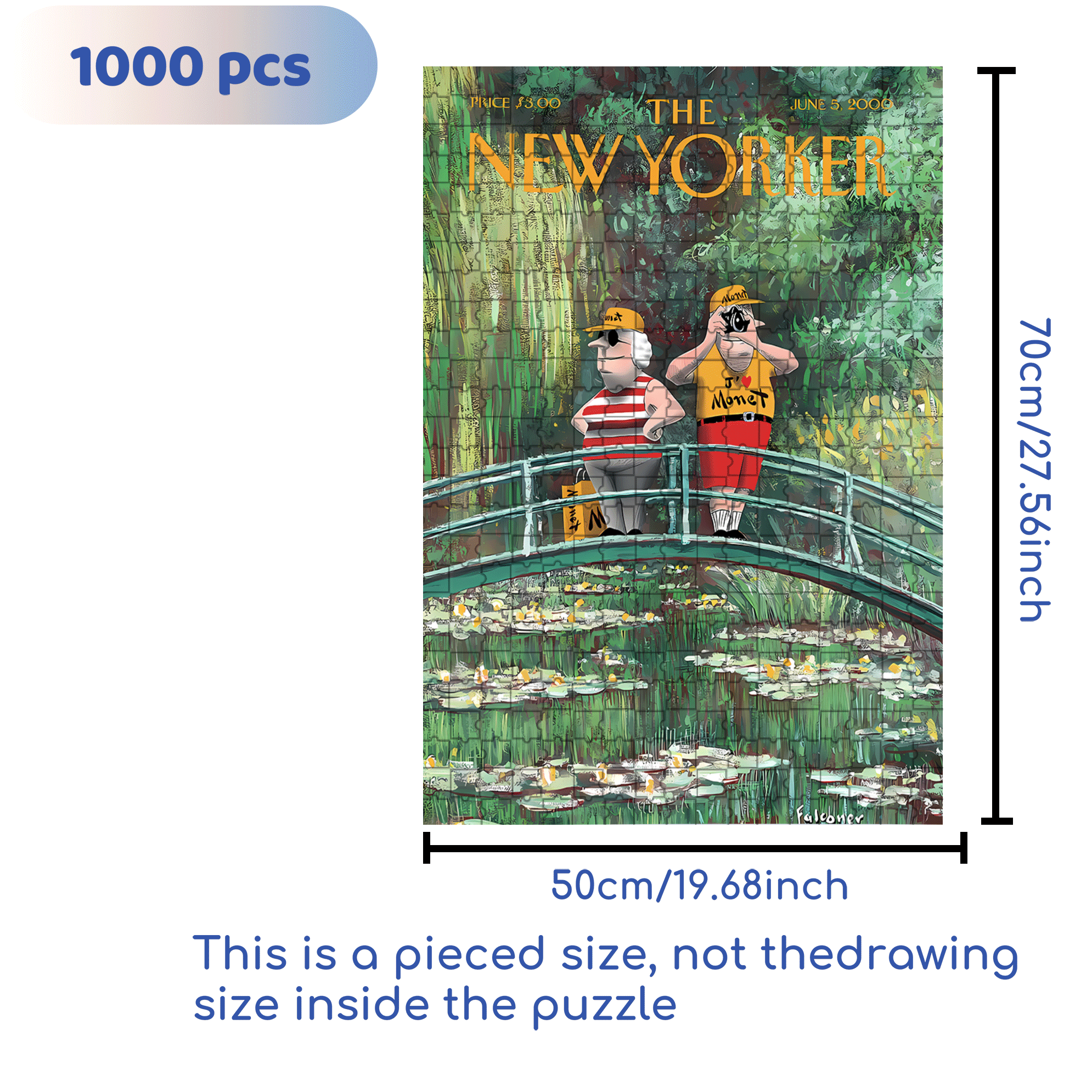 I Heart Monet 500pcs/1000pcs Jigsaw Puzzle, Scratch-Resistant, Interactive Family Game & Brain-Boosting DIY Decor, Perfect for Halloween, Christmas & New Year Gifts, Family Puzzle Game