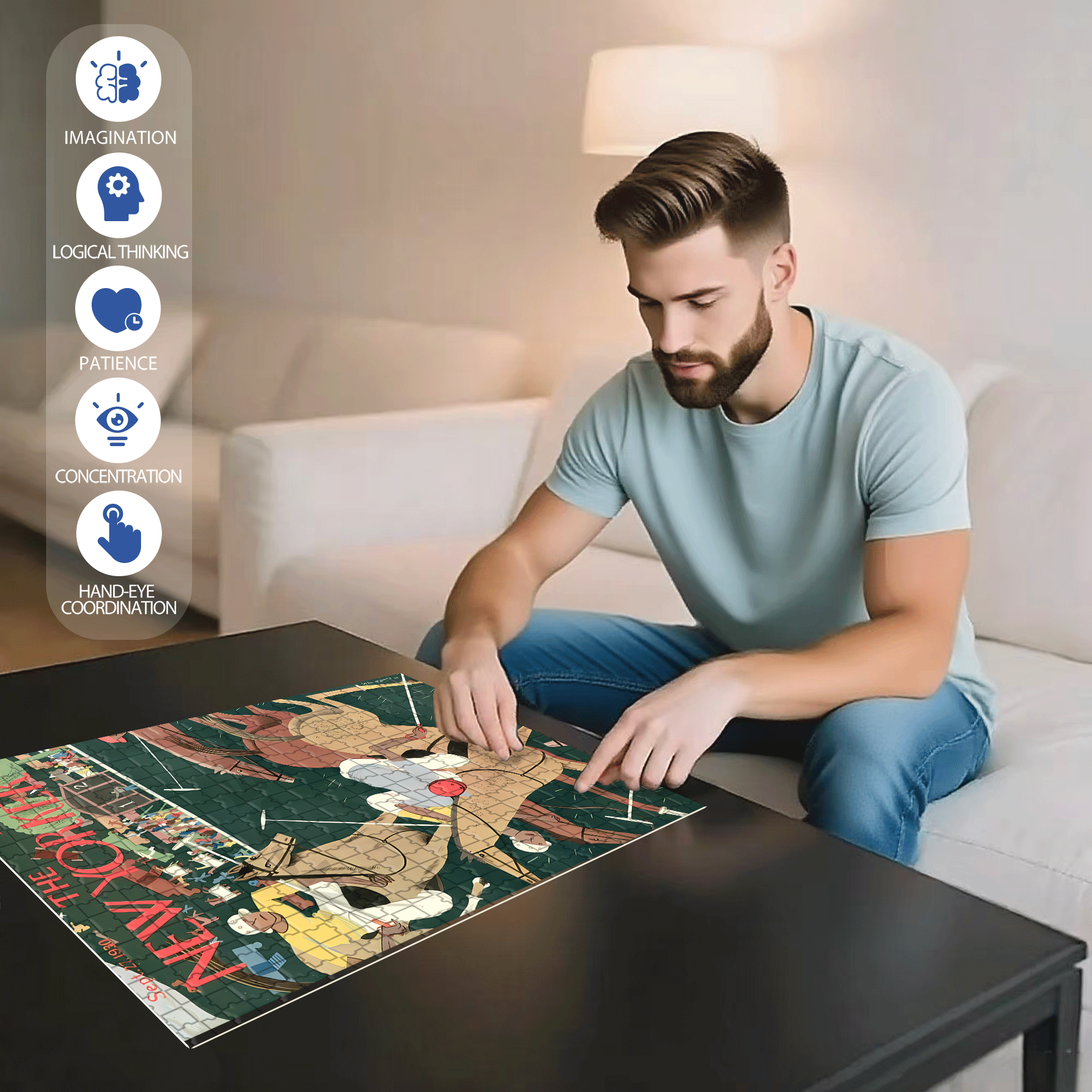 Intense Match 500pcs/1000pcs Jigsaw Puzzle, Scratch-Resistant, Interactive Family Game & Brain-Boosting DIY Decor, Perfect for Halloween, Christmas & New Year Gifts, Family Puzzle Game