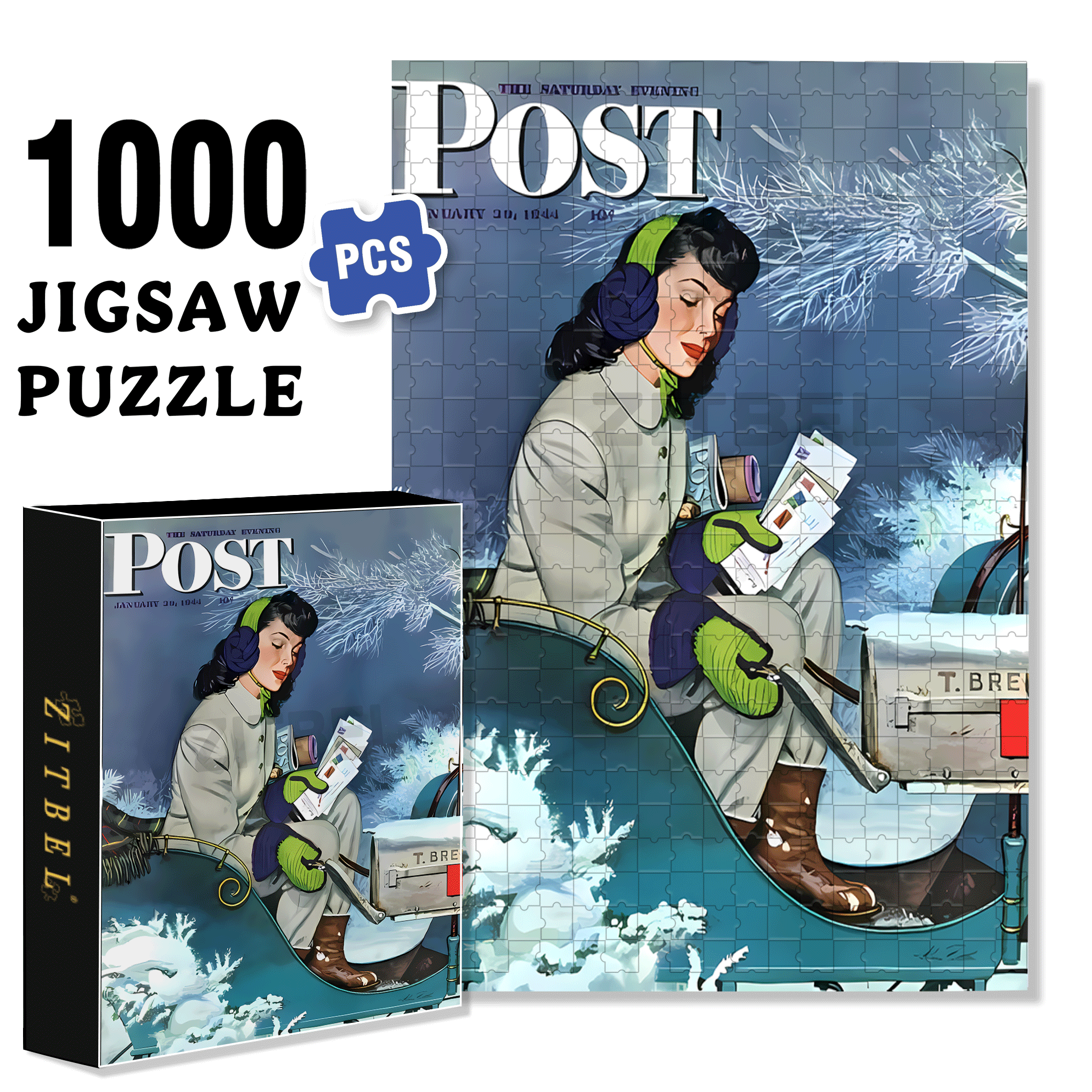 Mail Delivery by Sleigh 500pcs/1000pcs Jigsaw Puzzle, Scratch-Resistant, Interactive Family Game & Brain-Boosting DIY Decor, Perfect for Halloween, Christmas & New Year Gifts, Family Puzzle Game