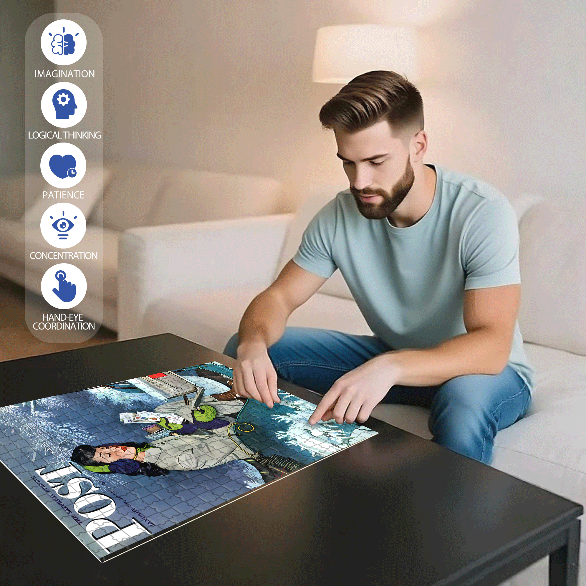 Mail Delivery by Sleigh 500pcs/1000pcs Jigsaw Puzzle, Scratch-Resistant, Interactive Family Game & Brain-Boosting DIY Decor, Perfect for Halloween, Christmas & New Year Gifts, Family Puzzle Game