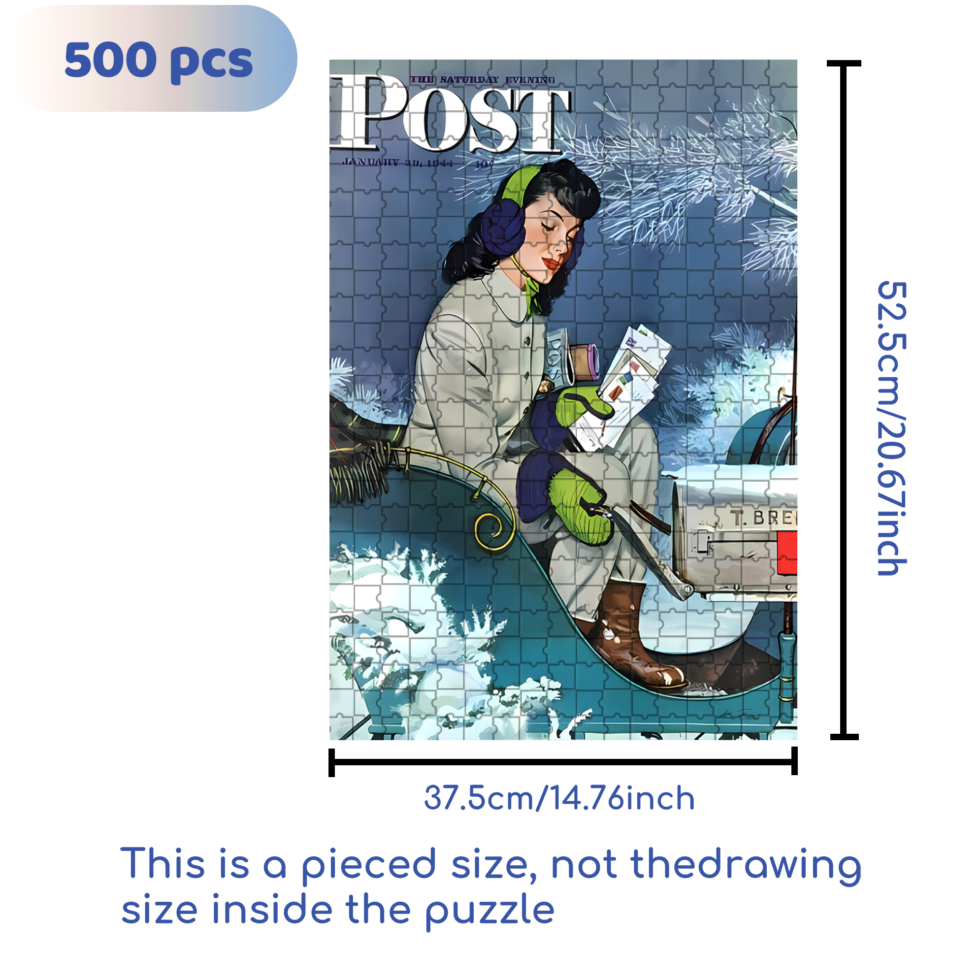 Mail Delivery by Sleigh 500pcs/1000pcs Jigsaw Puzzle, Scratch-Resistant, Interactive Family Game & Brain-Boosting DIY Decor, Perfect for Halloween, Christmas & New Year Gifts, Family Puzzle Game
