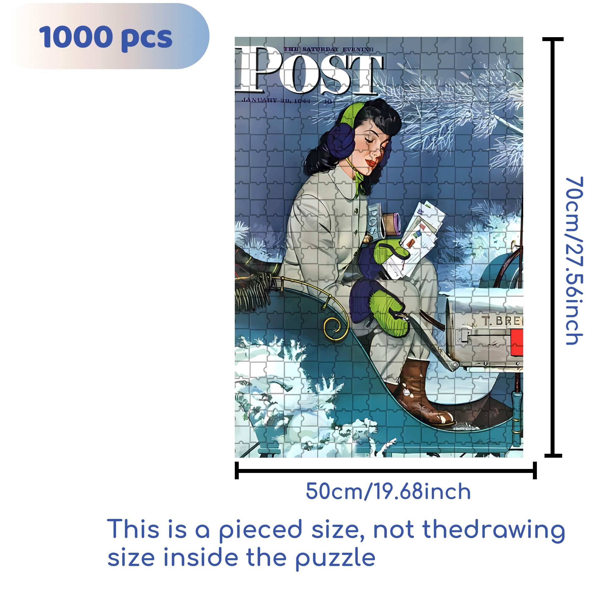 Mail Delivery by Sleigh 500pcs/1000pcs Jigsaw Puzzle, Scratch-Resistant, Interactive Family Game & Brain-Boosting DIY Decor, Perfect for Halloween, Christmas & New Year Gifts, Family Puzzle Game