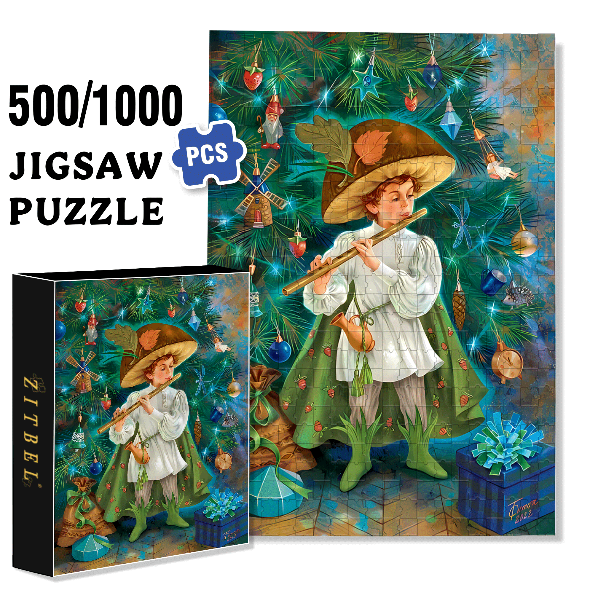 Melodious Flute Sound 500pcs/1000pcs Jigsaw Puzzle, Scratch-Resistant, Interactive Family Game & Brain-Boosting DIY Decor, Perfect for Halloween, Christmas & New Year Gifts, Family Puzzle Game