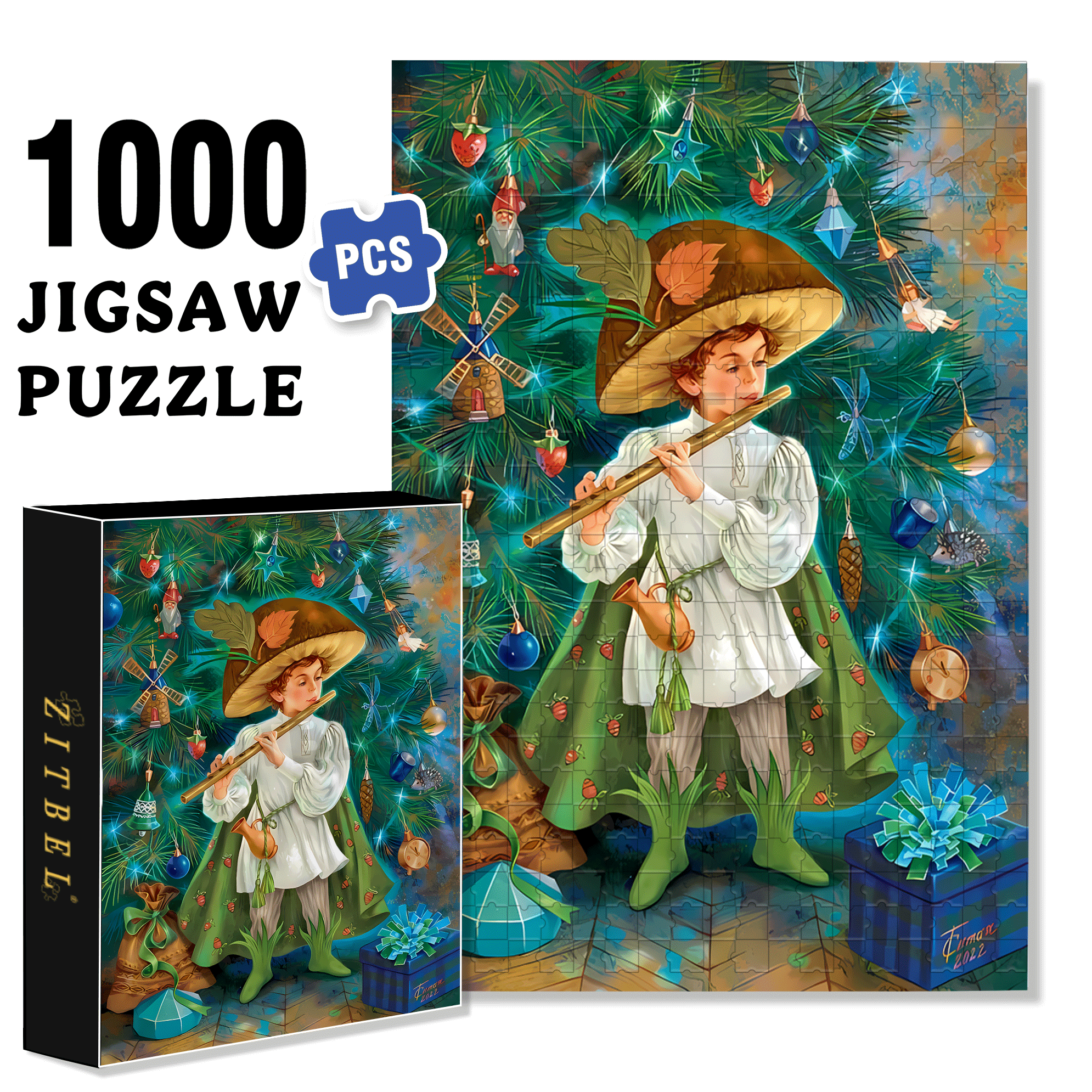 Melodious Flute Sound 500pcs/1000pcs Jigsaw Puzzle, Scratch-Resistant, Interactive Family Game & Brain-Boosting DIY Decor, Perfect for Halloween, Christmas & New Year Gifts, Family Puzzle Game
