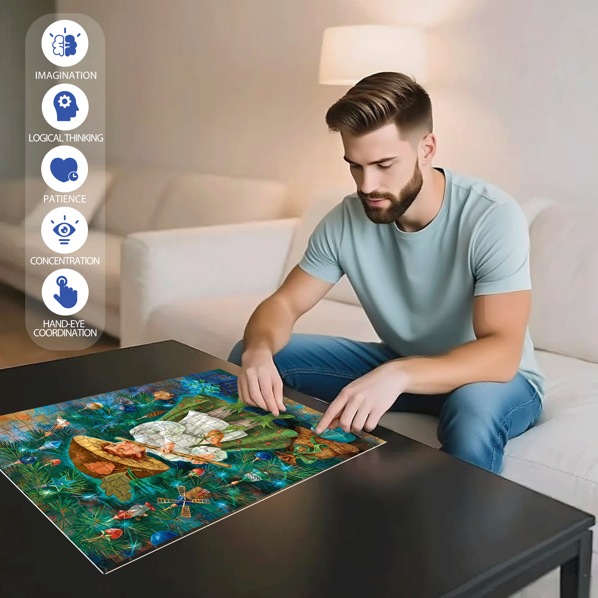 Melodious Flute Sound 500pcs/1000pcs Jigsaw Puzzle, Scratch-Resistant, Interactive Family Game & Brain-Boosting DIY Decor, Perfect for Halloween, Christmas & New Year Gifts, Family Puzzle Game