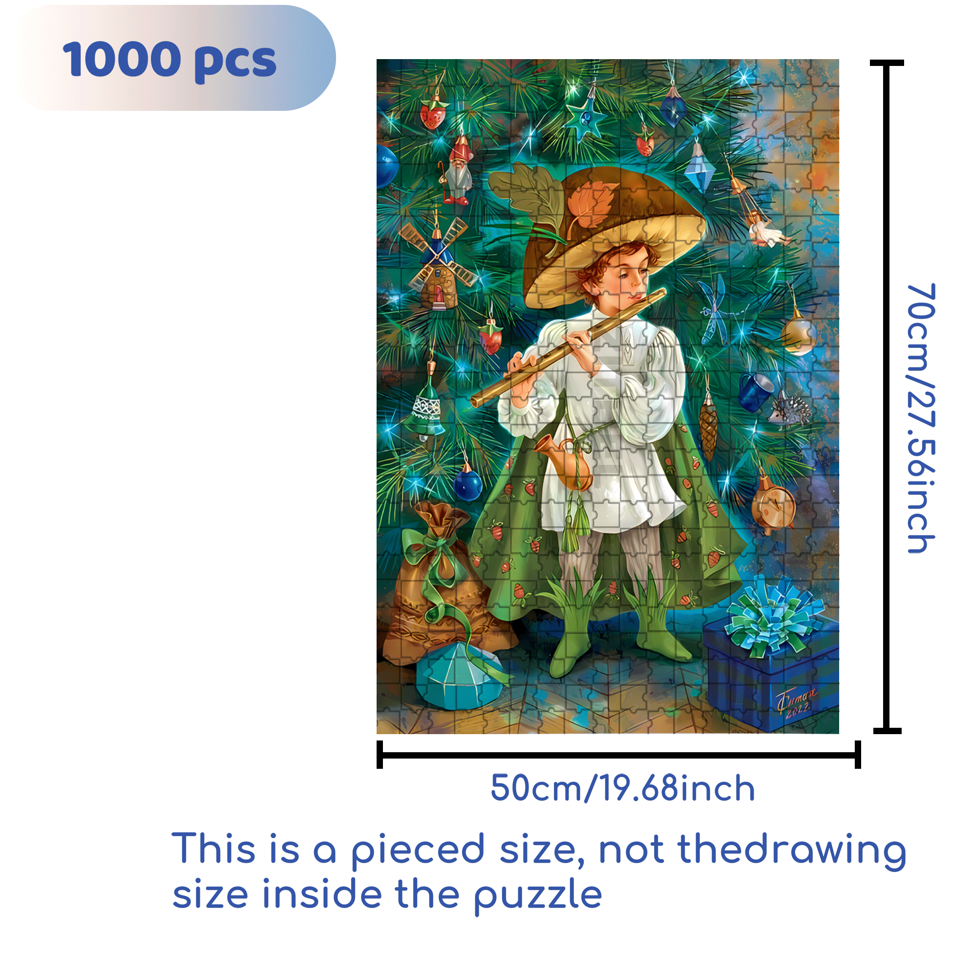 Melodious Flute Sound 500pcs/1000pcs Jigsaw Puzzle, Scratch-Resistant, Interactive Family Game & Brain-Boosting DIY Decor, Perfect for Halloween, Christmas & New Year Gifts, Family Puzzle Game