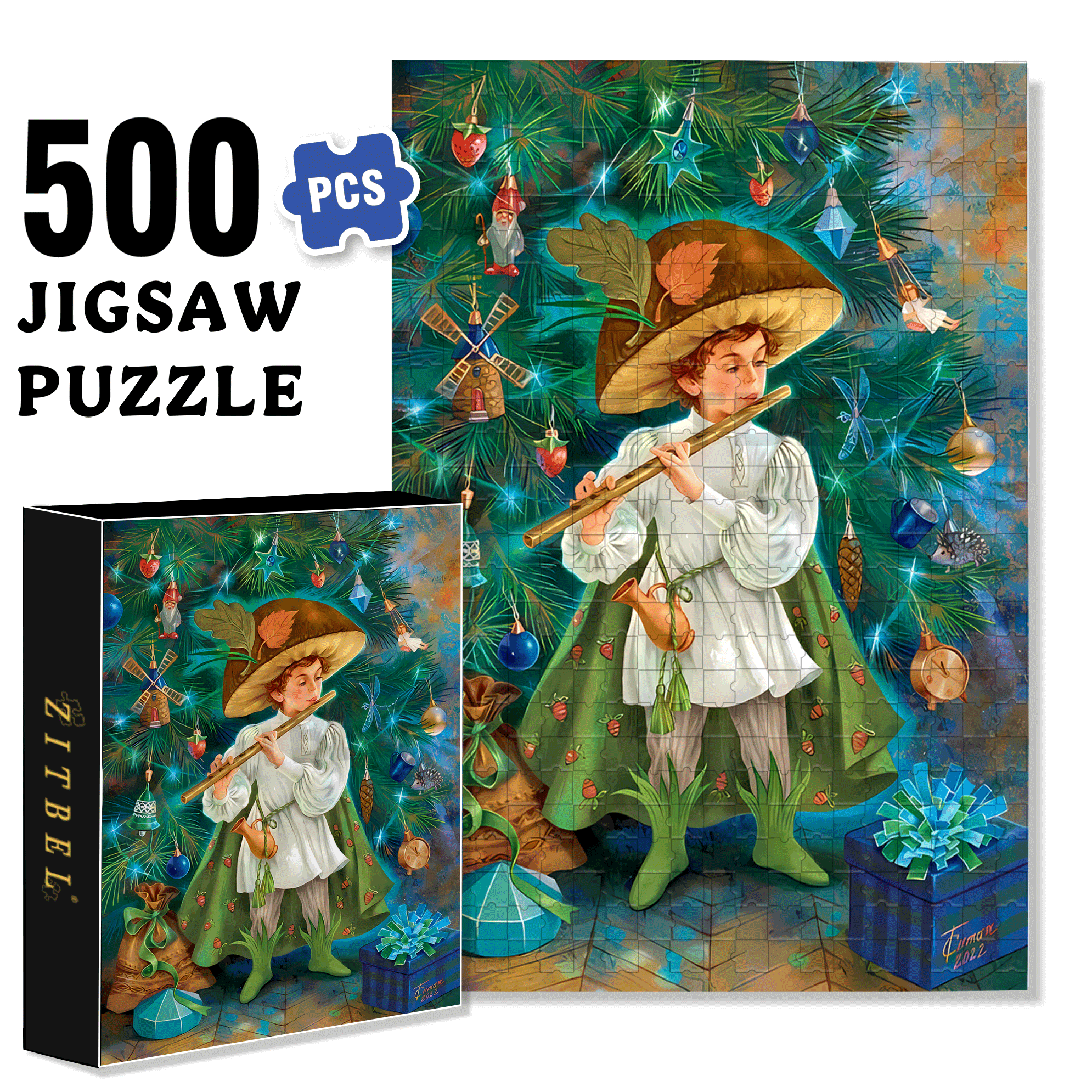 Melodious Flute Sound 500pcs/1000pcs Jigsaw Puzzle, Scratch-Resistant, Interactive Family Game & Brain-Boosting DIY Decor, Perfect for Halloween, Christmas & New Year Gifts, Family Puzzle Game