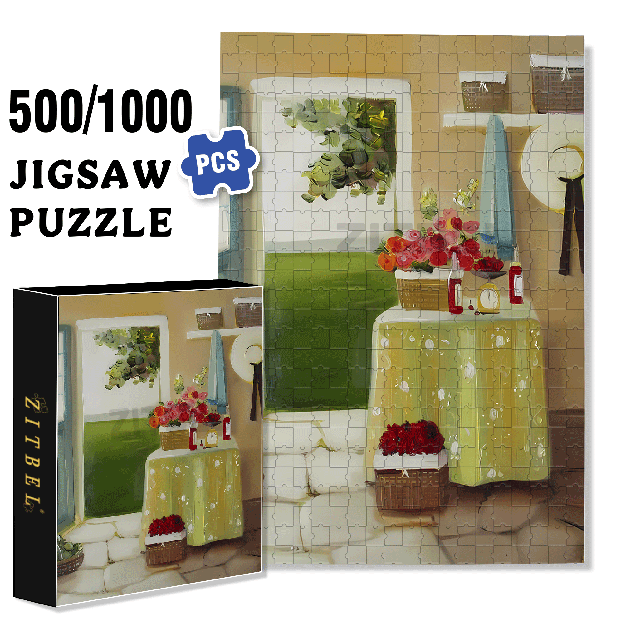Mrs Ismay's Home 500pcs/1000pcs Jigsaw Puzzle, Scratch-Resistant, Interactive Family Game & Brain-Boosting DIY Decor, Perfect for Halloween, Christmas & New Year Gifts, Family Puzzle Game