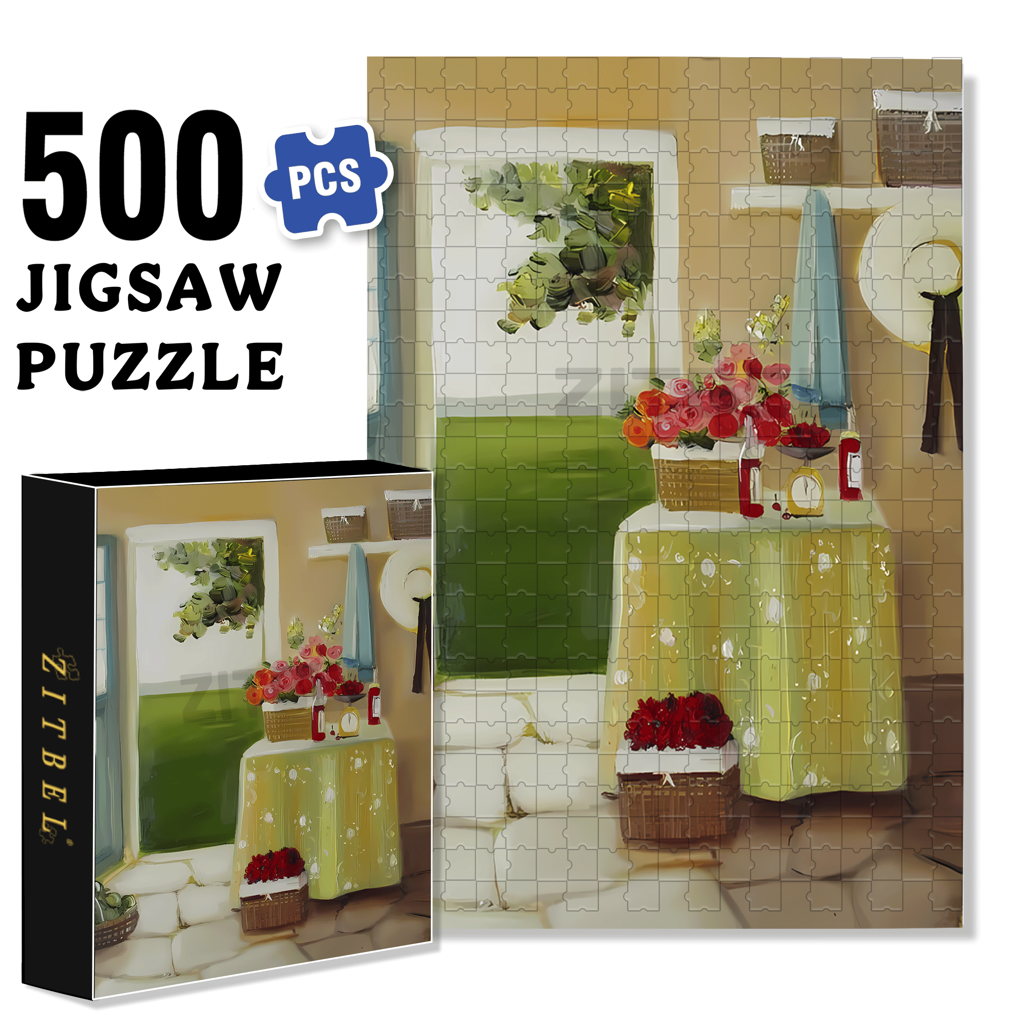 Mrs Ismay's Home 500pcs/1000pcs Jigsaw Puzzle, Scratch-Resistant, Interactive Family Game & Brain-Boosting DIY Decor, Perfect for Halloween, Christmas & New Year Gifts, Family Puzzle Game
