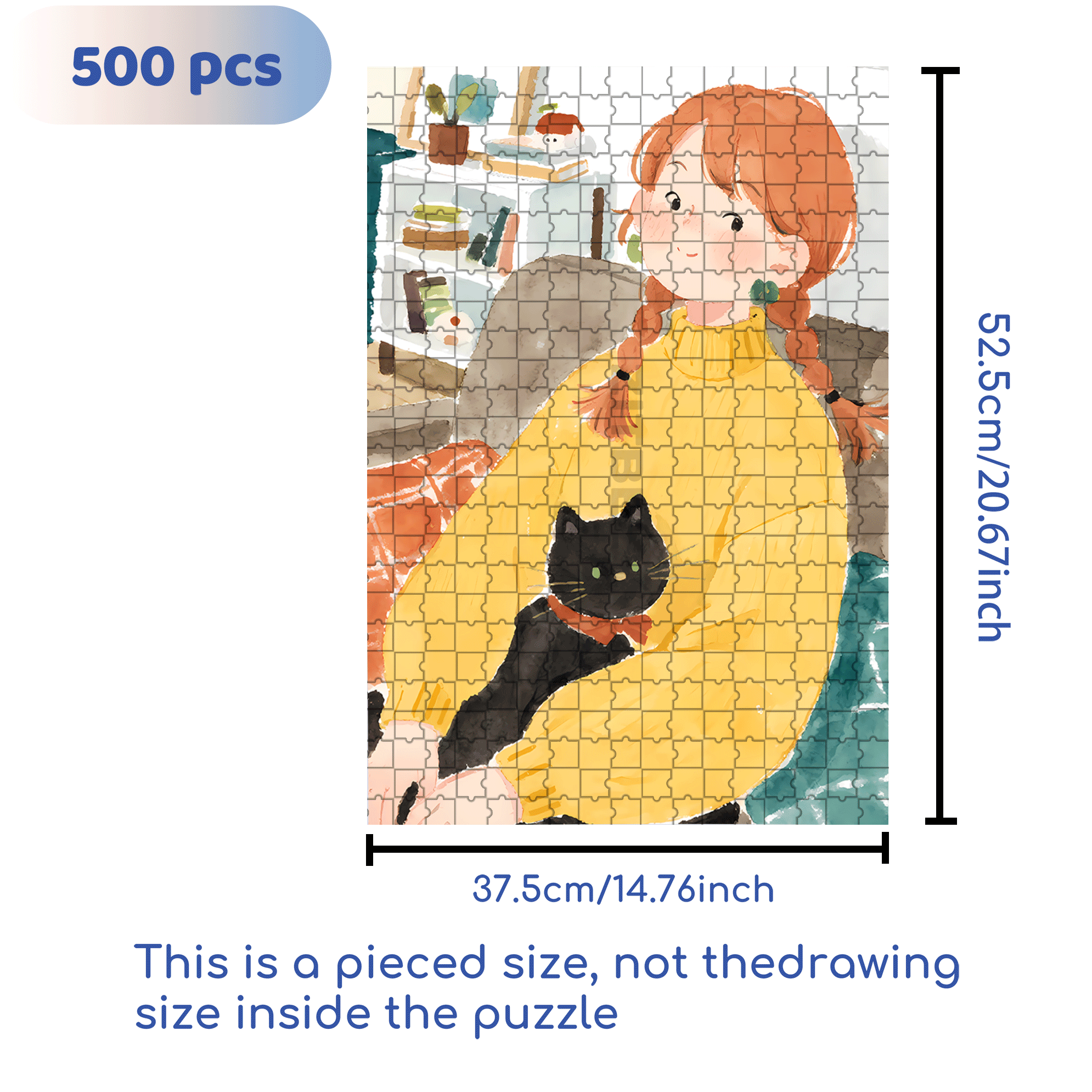 My Little Black Cat 500pcs/1000pcs Jigsaw Puzzle, Scratch-Resistant, Interactive Family Game & Brain-Boosting DIY Decor, Perfect for Halloween, Christmas & New Year Gifts, Family Puzzle Game
