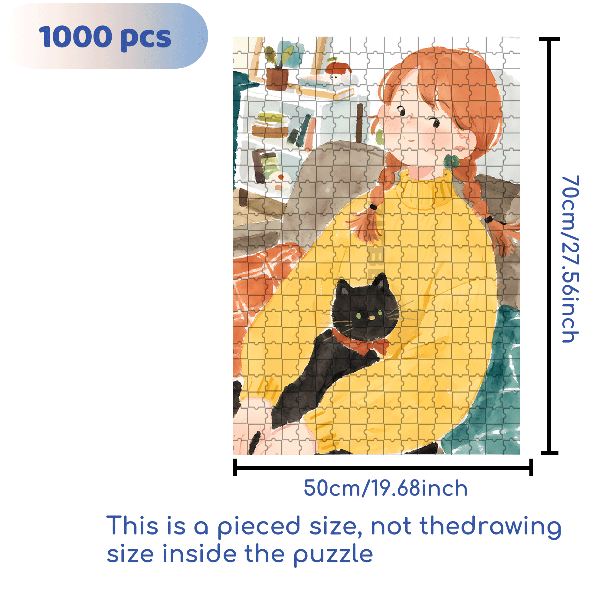 My Little Black Cat 500pcs/1000pcs Jigsaw Puzzle, Scratch-Resistant, Interactive Family Game & Brain-Boosting DIY Decor, Perfect for Halloween, Christmas & New Year Gifts, Family Puzzle Game