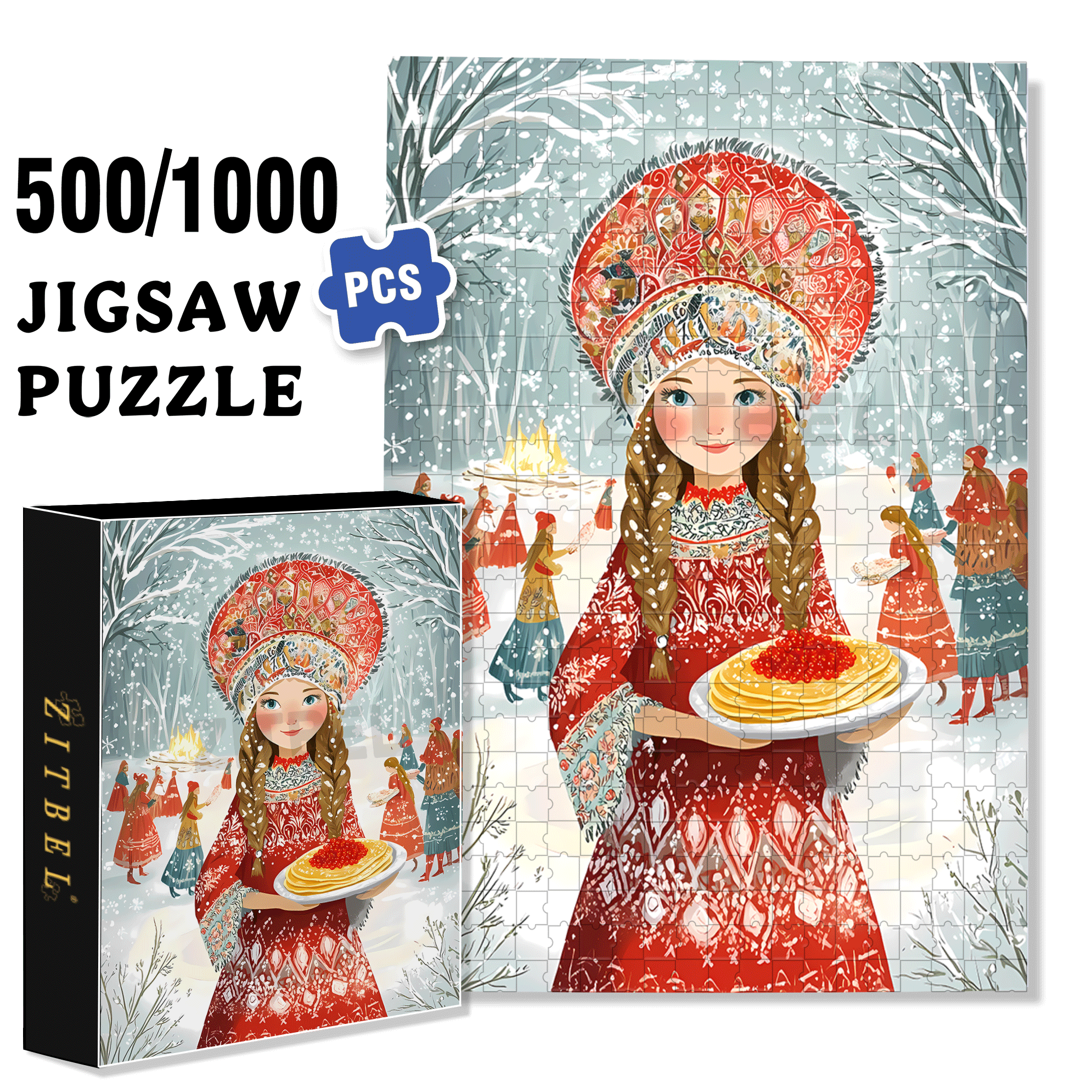 Natasha 500pcs/1000pcs Jigsaw Puzzle, Scratch-Resistant, Interactive Family Game & Brain-Boosting DIY Decor, Perfect for Halloween, Christmas & New Year Gifts, Family Puzzle Game