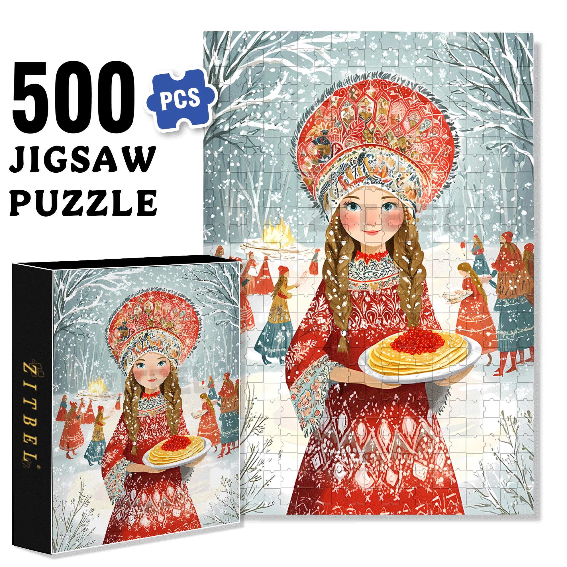 Natasha 500pcs/1000pcs Jigsaw Puzzle, Scratch-Resistant, Interactive Family Game & Brain-Boosting DIY Decor, Perfect for Halloween, Christmas & New Year Gifts, Family Puzzle Game