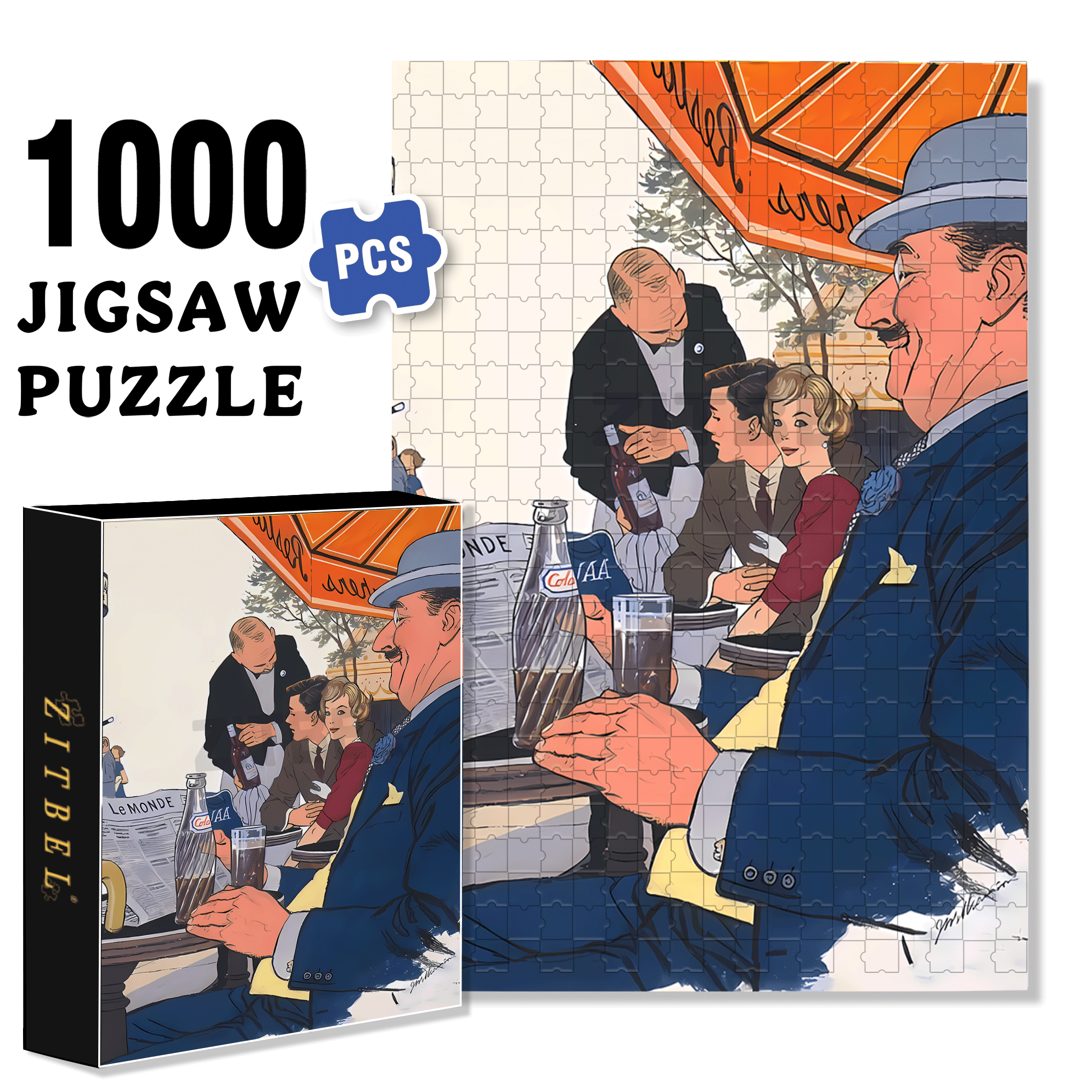 Newspapers and Coke 500pcs/1000pcs Jigsaw Puzzle, Scratch-Resistant, Interactive Family Game & Brain-Boosting DIY Decor, Perfect for Halloween, Christmas & New Year Gifts, Family Puzzle Game