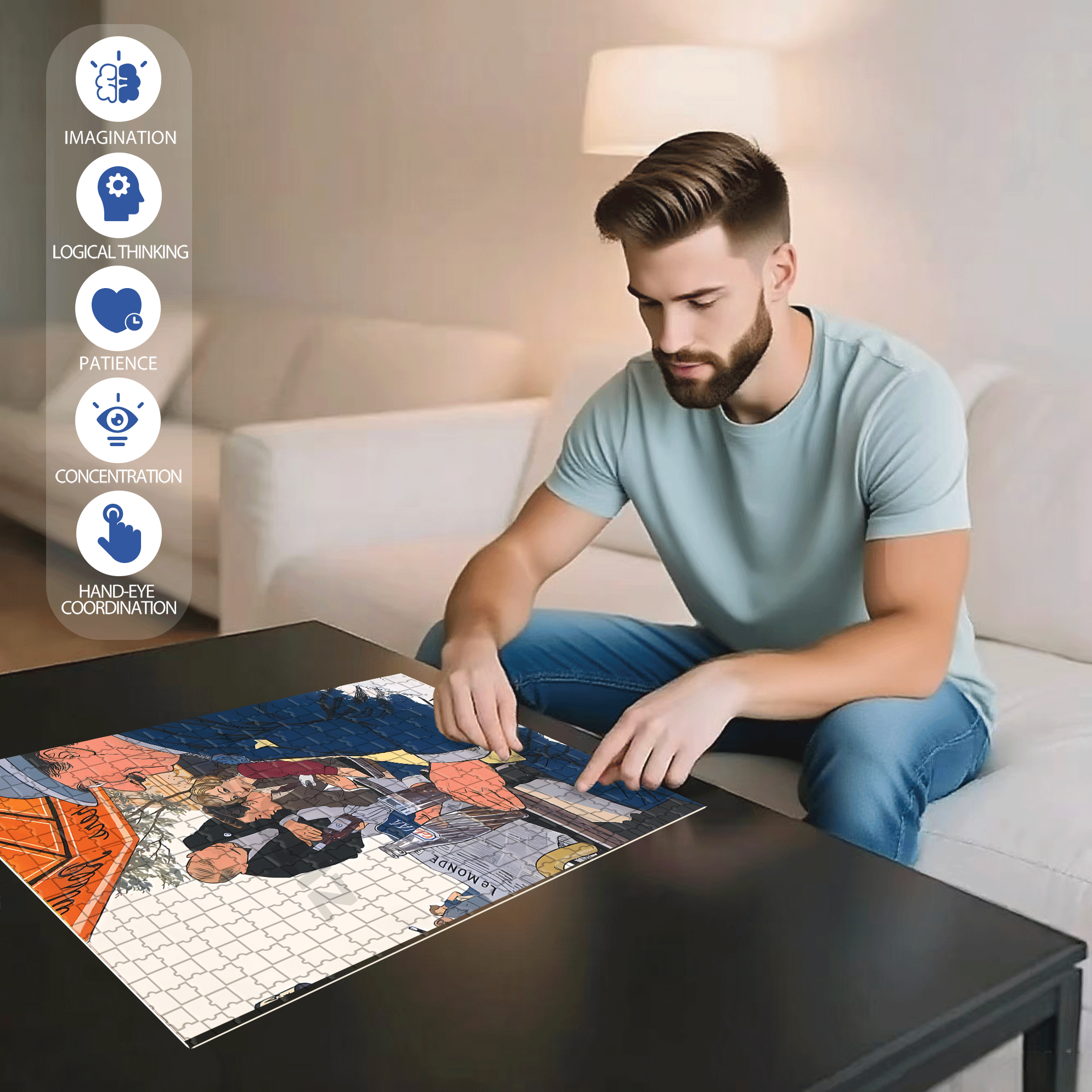 Newspapers and Coke 500pcs/1000pcs Jigsaw Puzzle, Scratch-Resistant, Interactive Family Game & Brain-Boosting DIY Decor, Perfect for Halloween, Christmas & New Year Gifts, Family Puzzle Game
